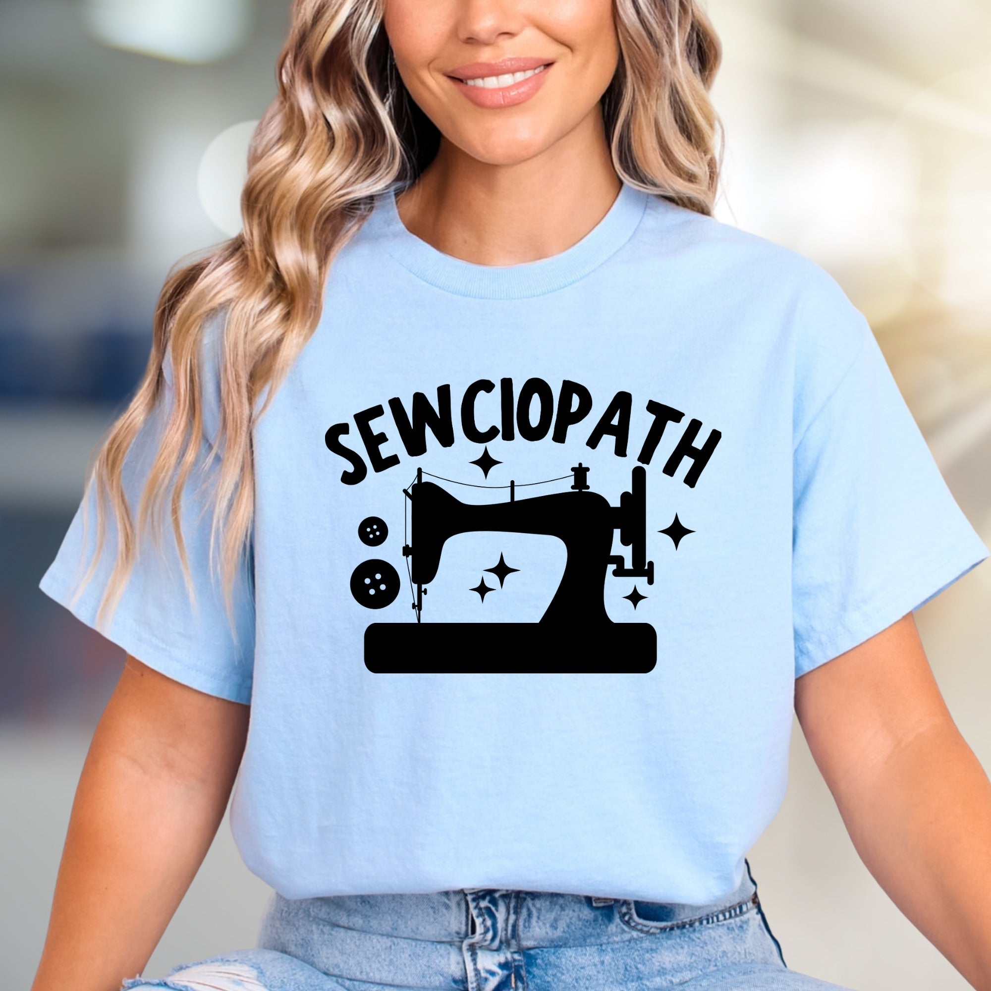 "SEWCIOPATH" Sewing Machine Graphic Tee, an Artisan Pick for Craft Enthusiasts