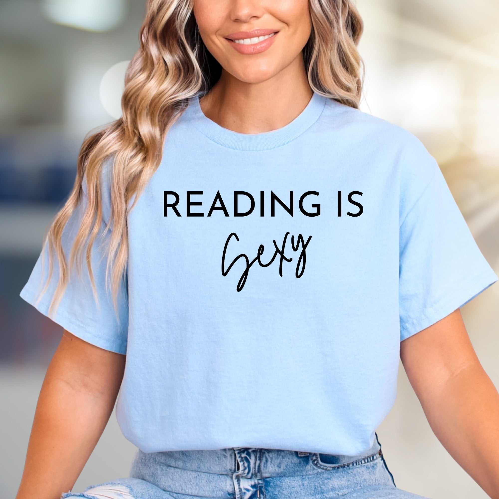 "READING IS Sexy" Book Lover Graphic Tee, a Witty Read For Intellects