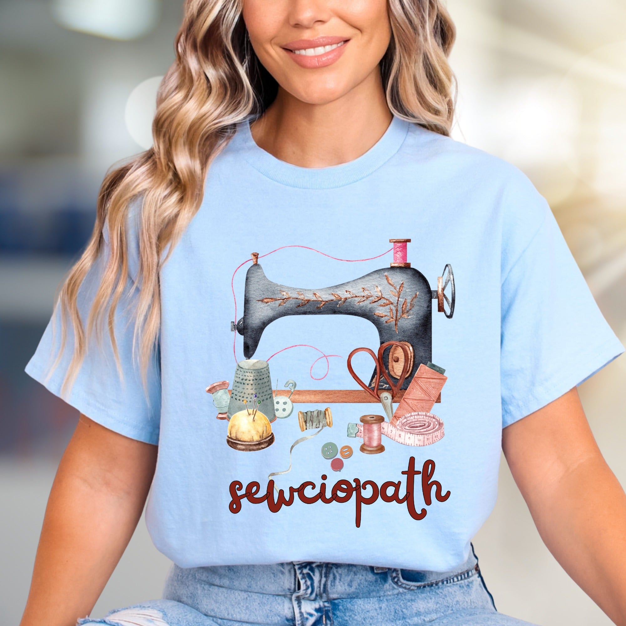 "Sewciopath" Craft Core Graphic Tee, a Quirky Pick for Sewing Enthusiasts