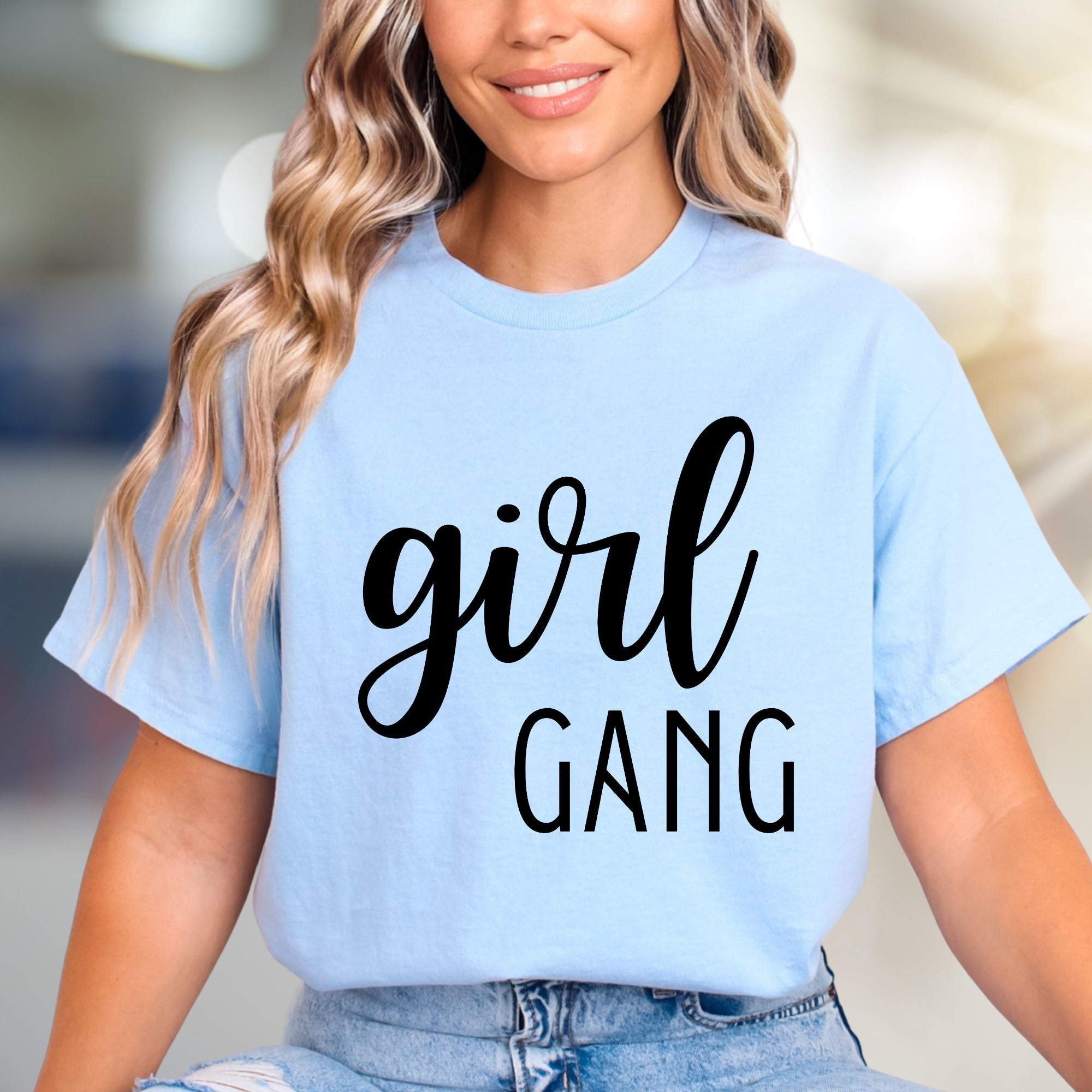 "Girl GANG" Bold Script Graphic Tee, a Friendship Style Pick for Your Crew