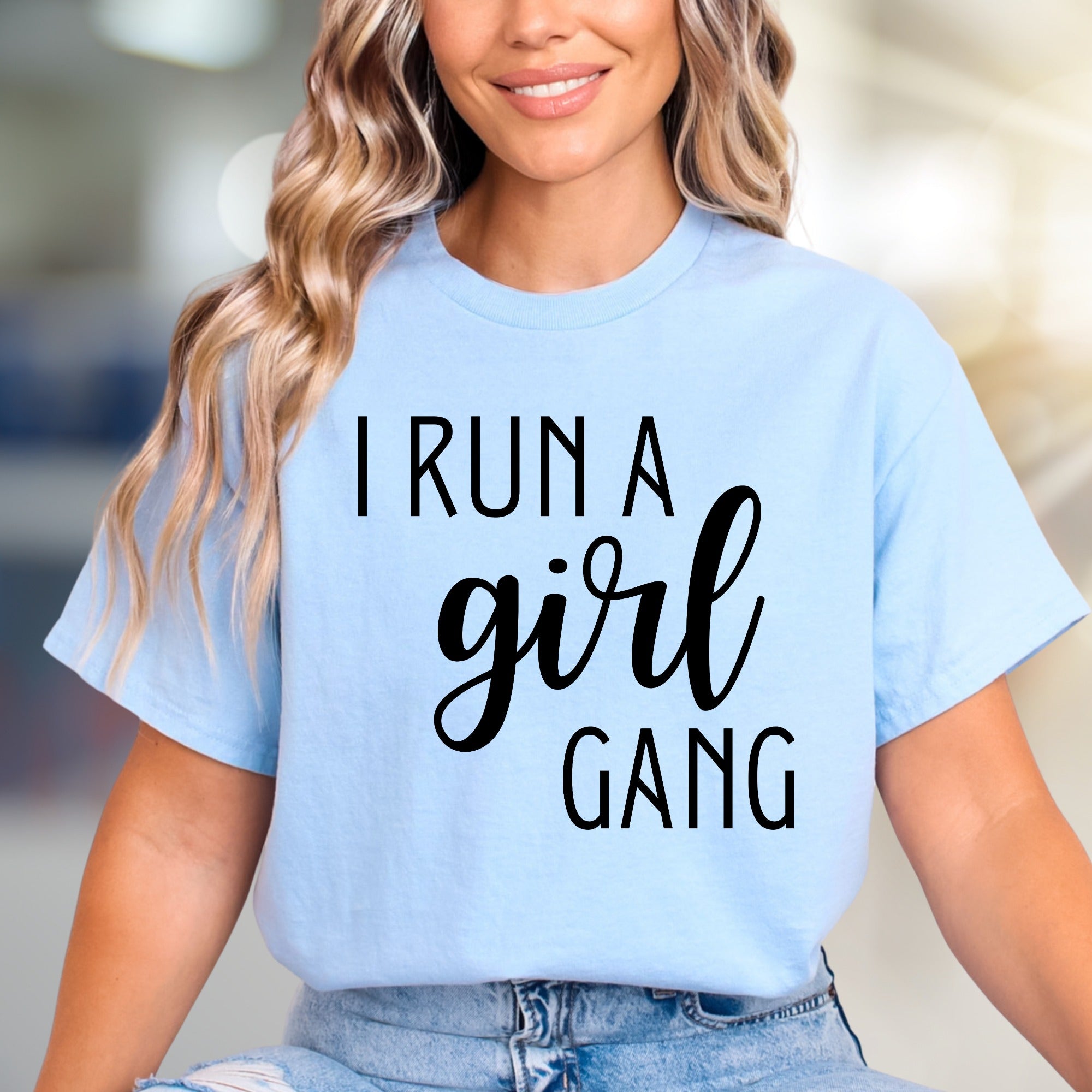 "I Run a Girl Gang" Bold Script Graphic Tee, a Statement Pick for Her