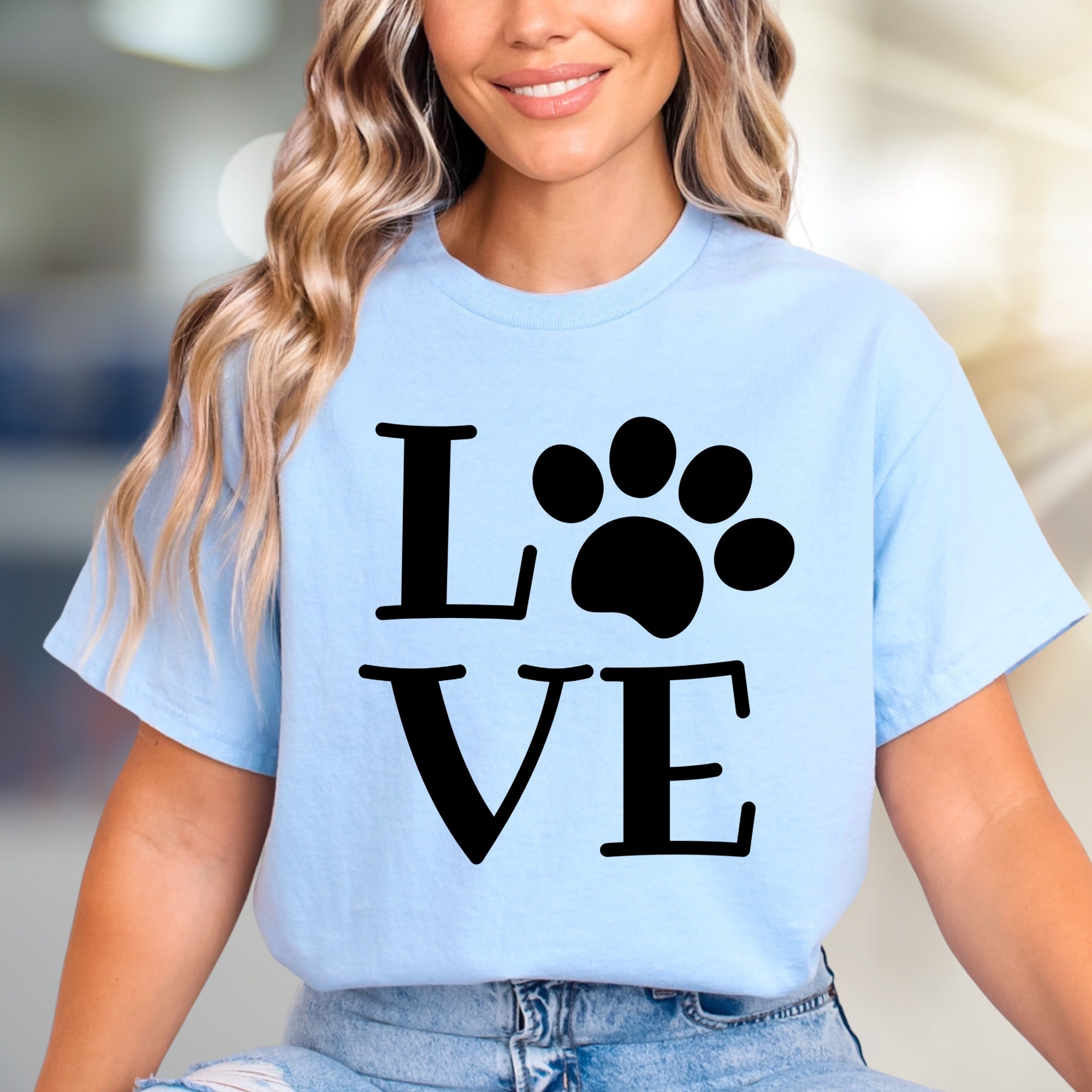 "LOVE" Paw Print Aesthetic Graphic Tee, a Pet Lover's Pick for Everyday Wear