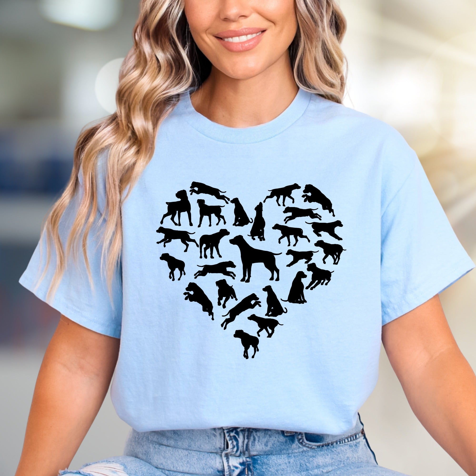 Dog Lover Heart Graphic Tee, A Canine Enthusiast's Everyday Style