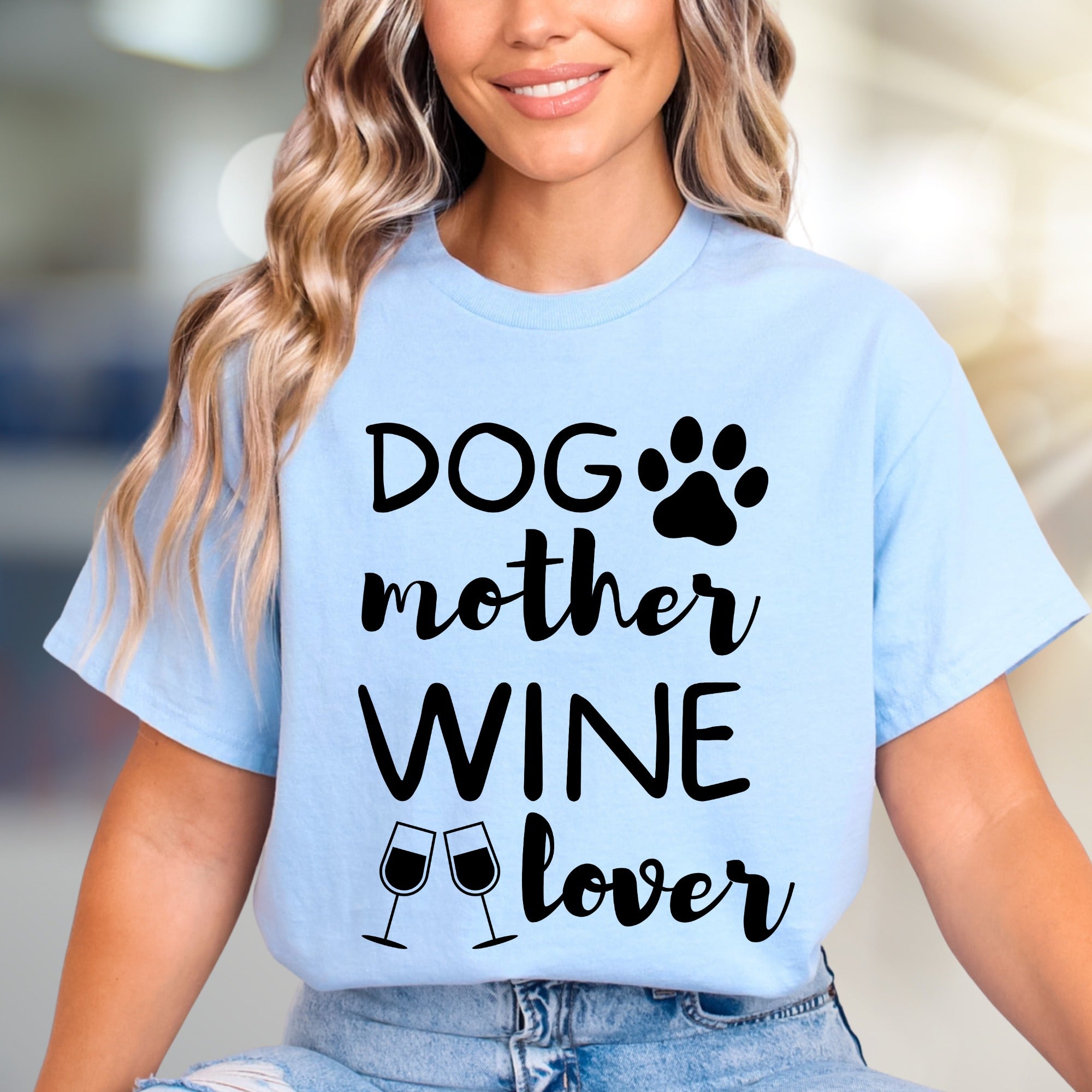 "Dog Mother Wine Lover" Pet Parent Graphic Tee, a Lifestyle Pick for Enthusiasts