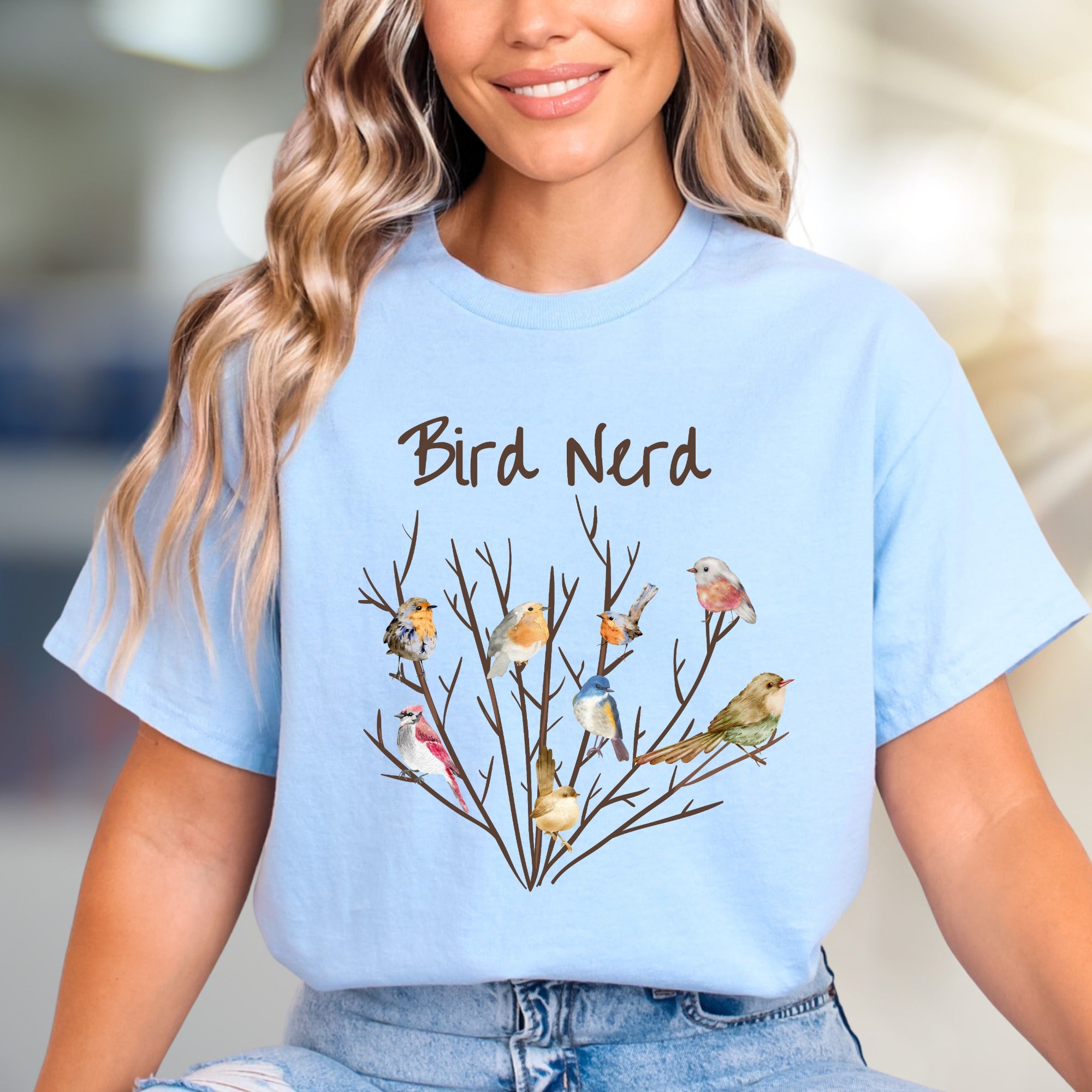 "Bird Nerd" Watercolor Birds Graphic Tee, a Nature Lover's Unisex Pick