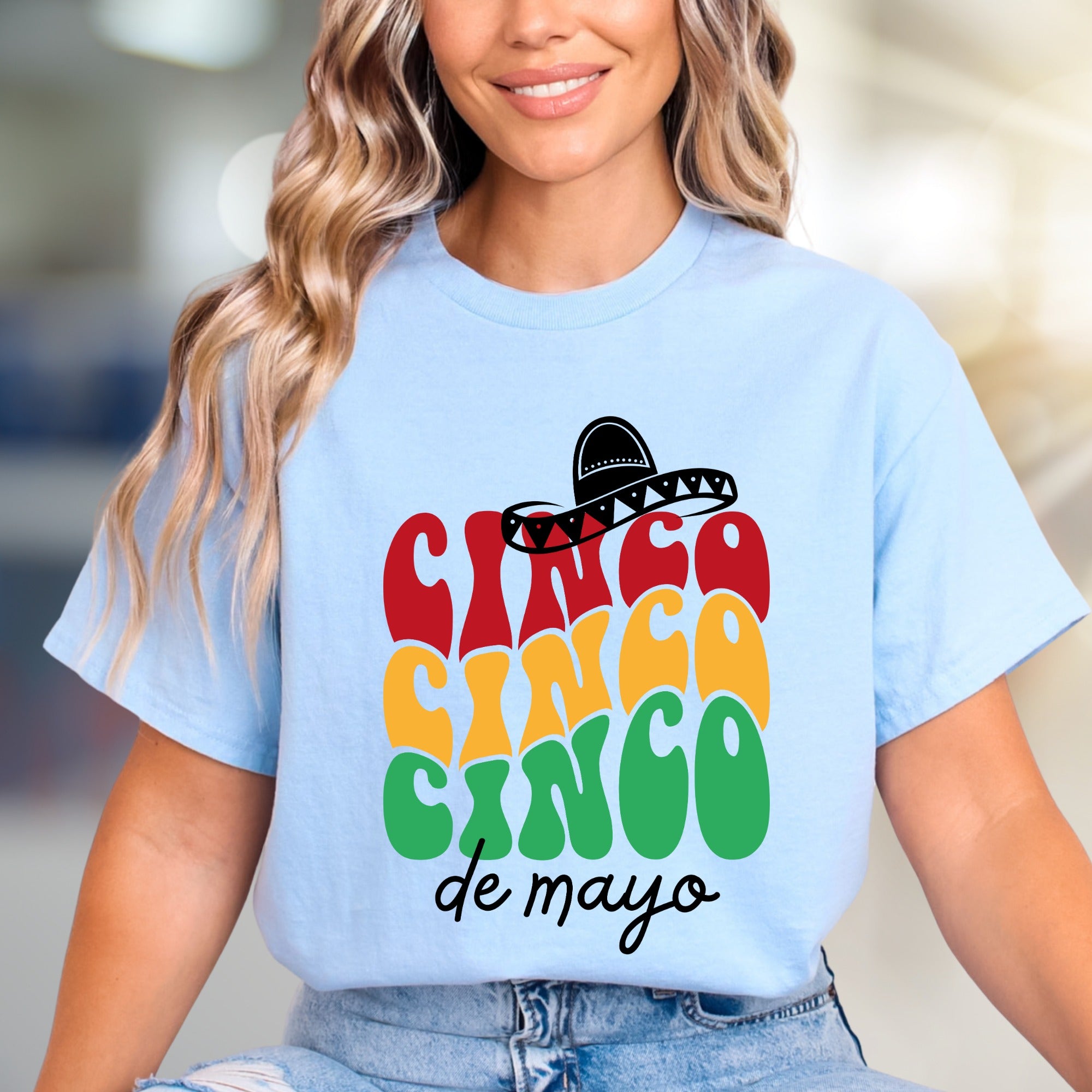 "CINCO CINCO CINCO de mayo" Sombrero Graphic Tee, a Festive Celebration Pick for Enthusiasts