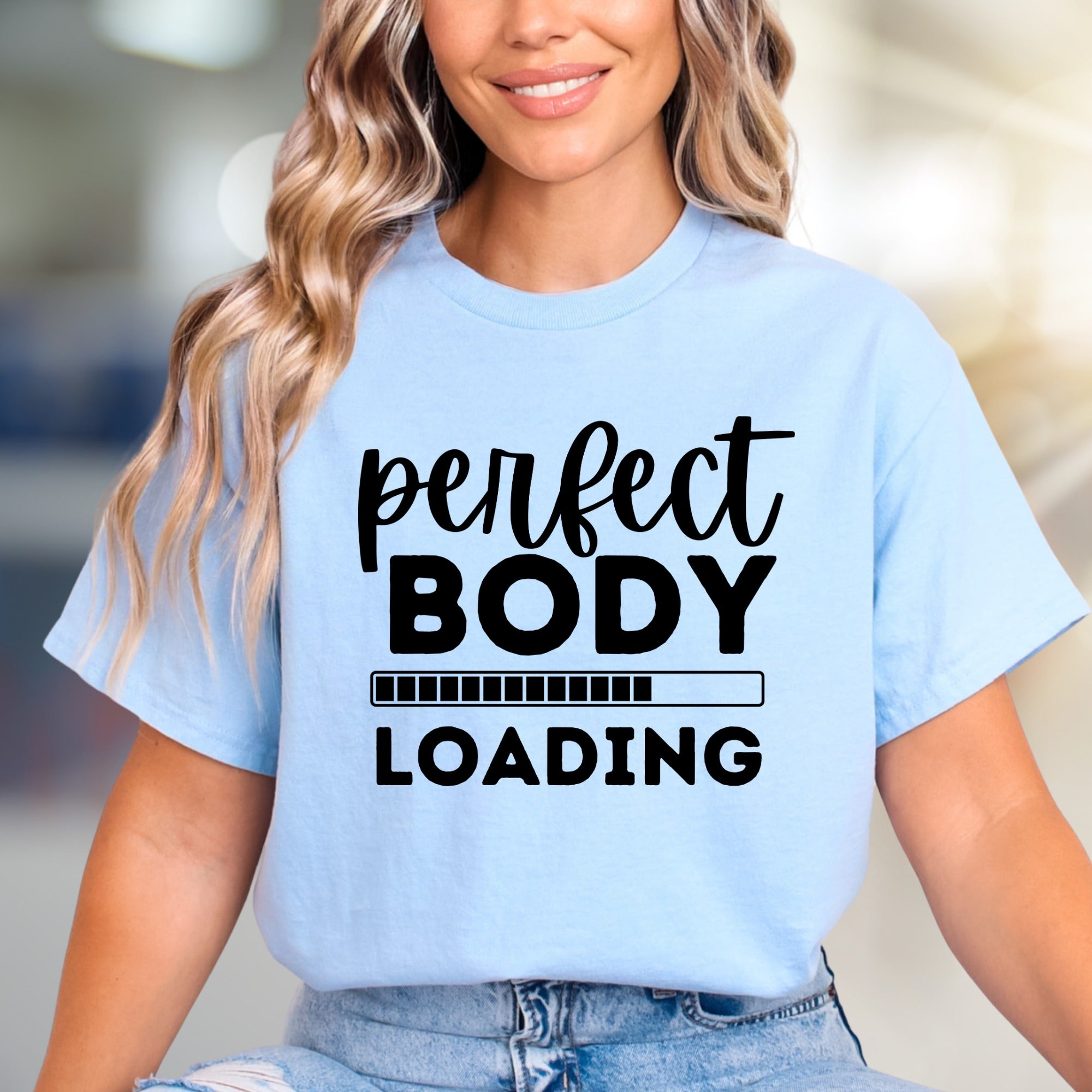 "Perfect Body Loading" Fitness Graphic Tee, a Motivational Pick for Enthusiasts