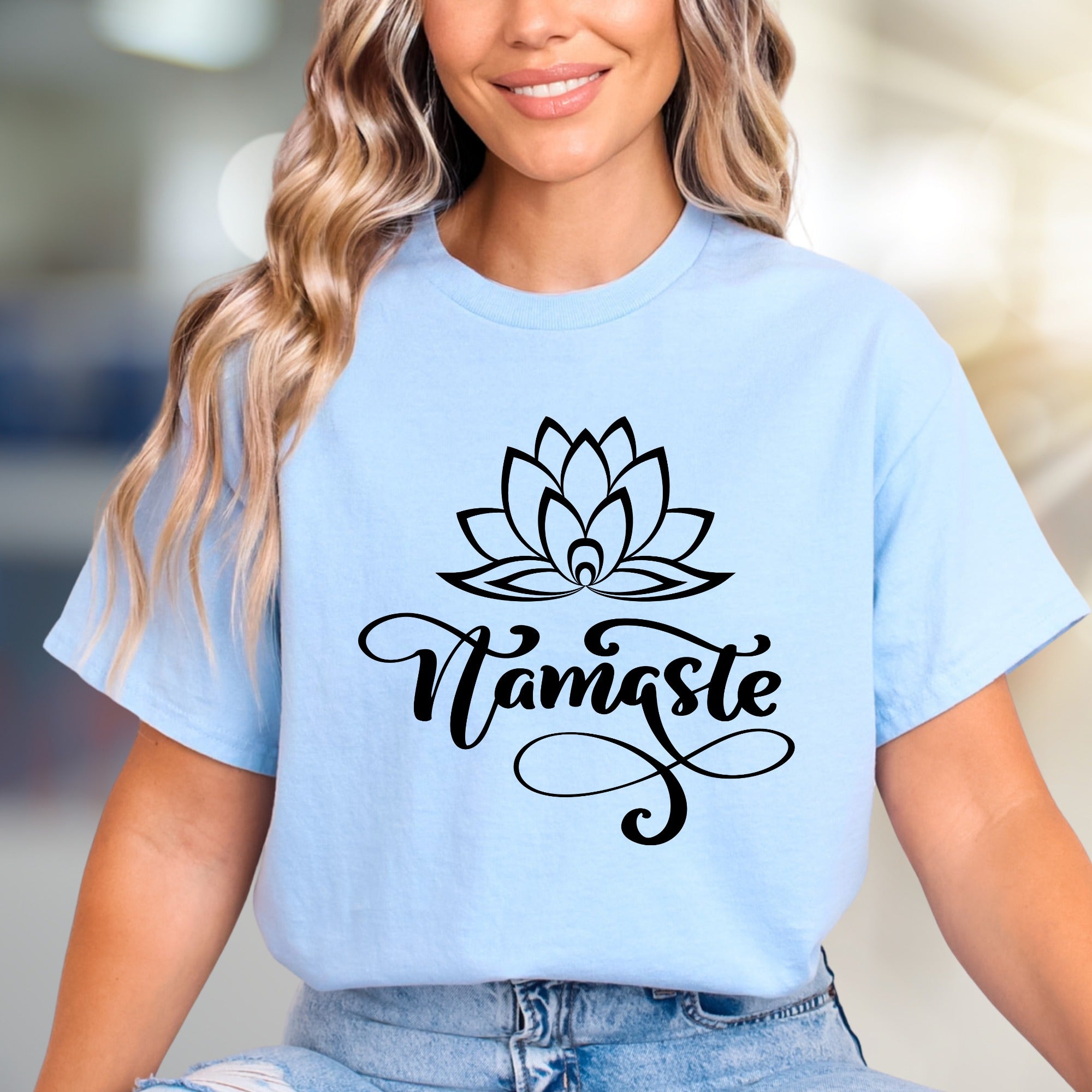 "Namaste" Lotus Flow Graphic Tee, a Zen Lifestyle Pick for Spirituality Lovers