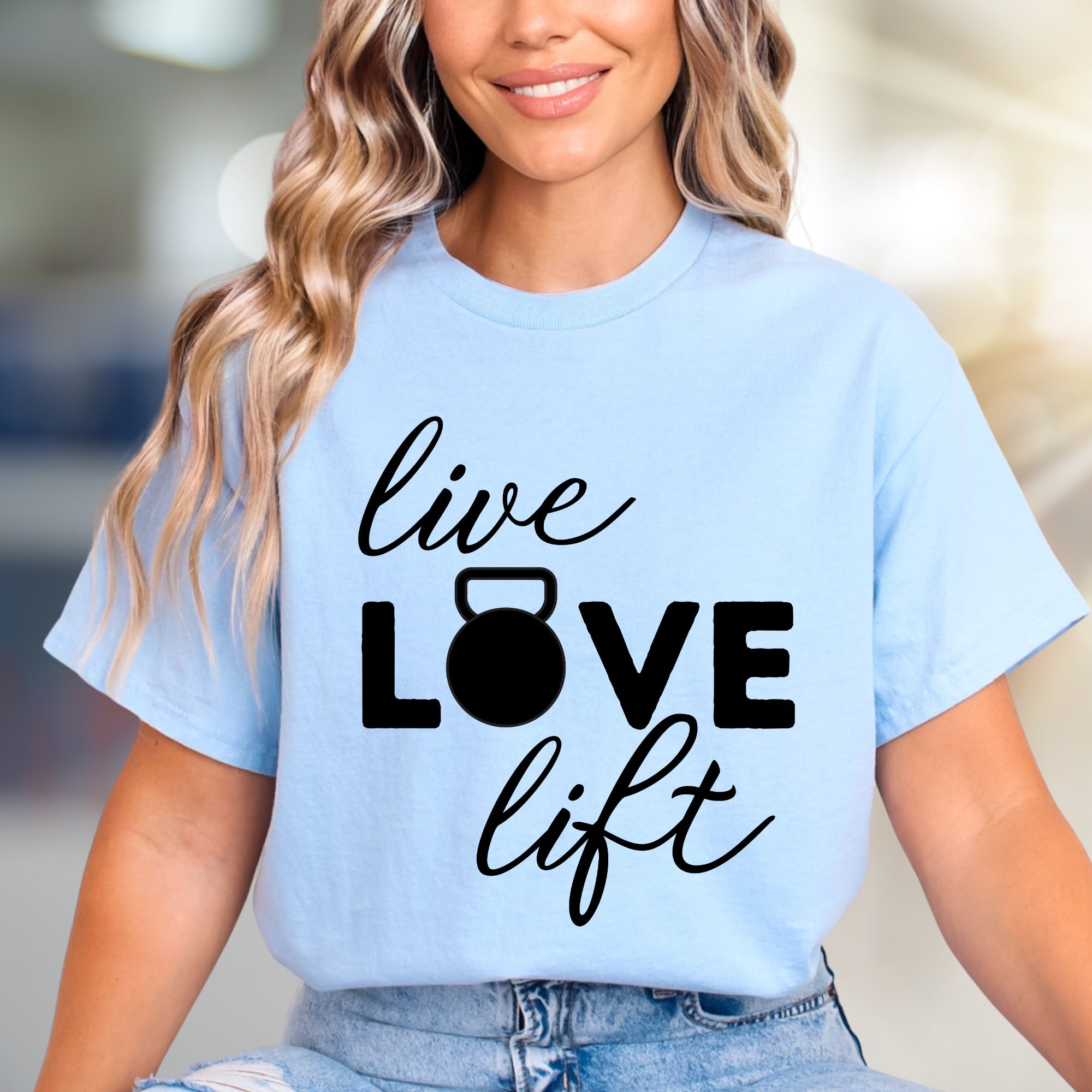 "Live Love Lift" Fitness Graphic Tee, a Gym Life Pick for Strength Enthusiasts