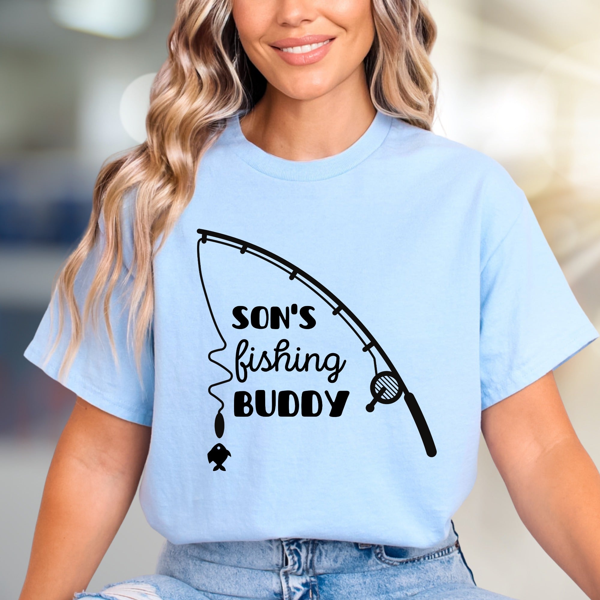 "Son's Fishing Buddy" Fishing Graphic Tee, a Family Day Pick for Anglers