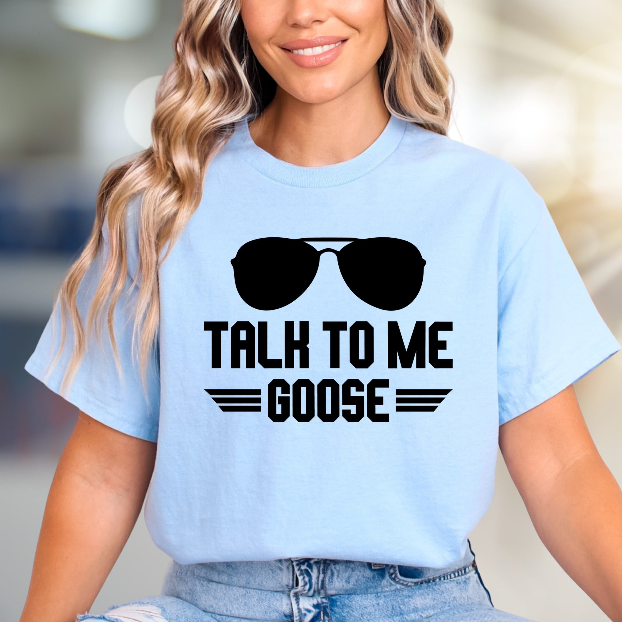 "TALK TO ME GOOSE" Aviator Graphic Tee, a Maverick Fan Pick for Film Lovers