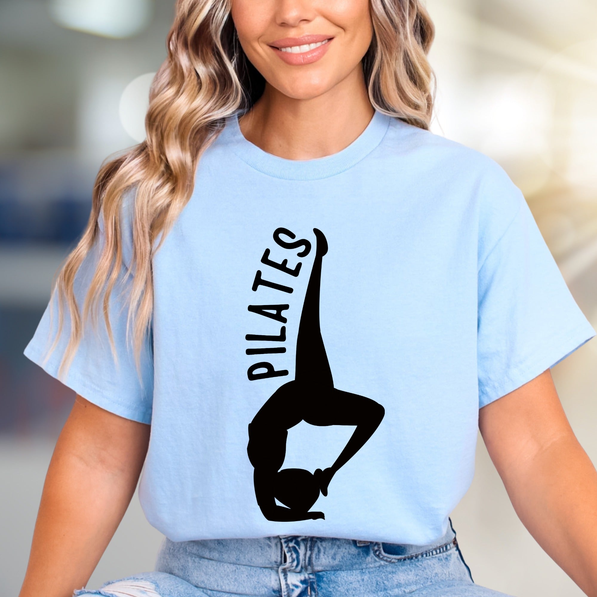 "Pilates" Acrobat Pose Graphic Tee, a Wellness Pick for Fitness Enthusiasts