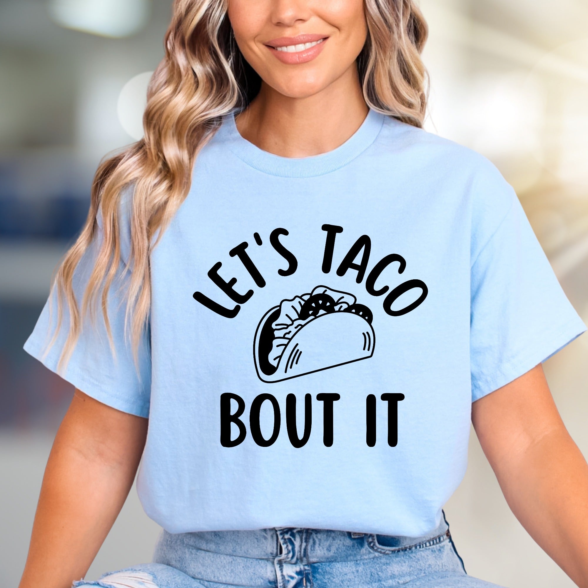 "Let's Taco Bout It" Fun Foodie Graphic Tee, a Casual Pick for Taco Lovers
