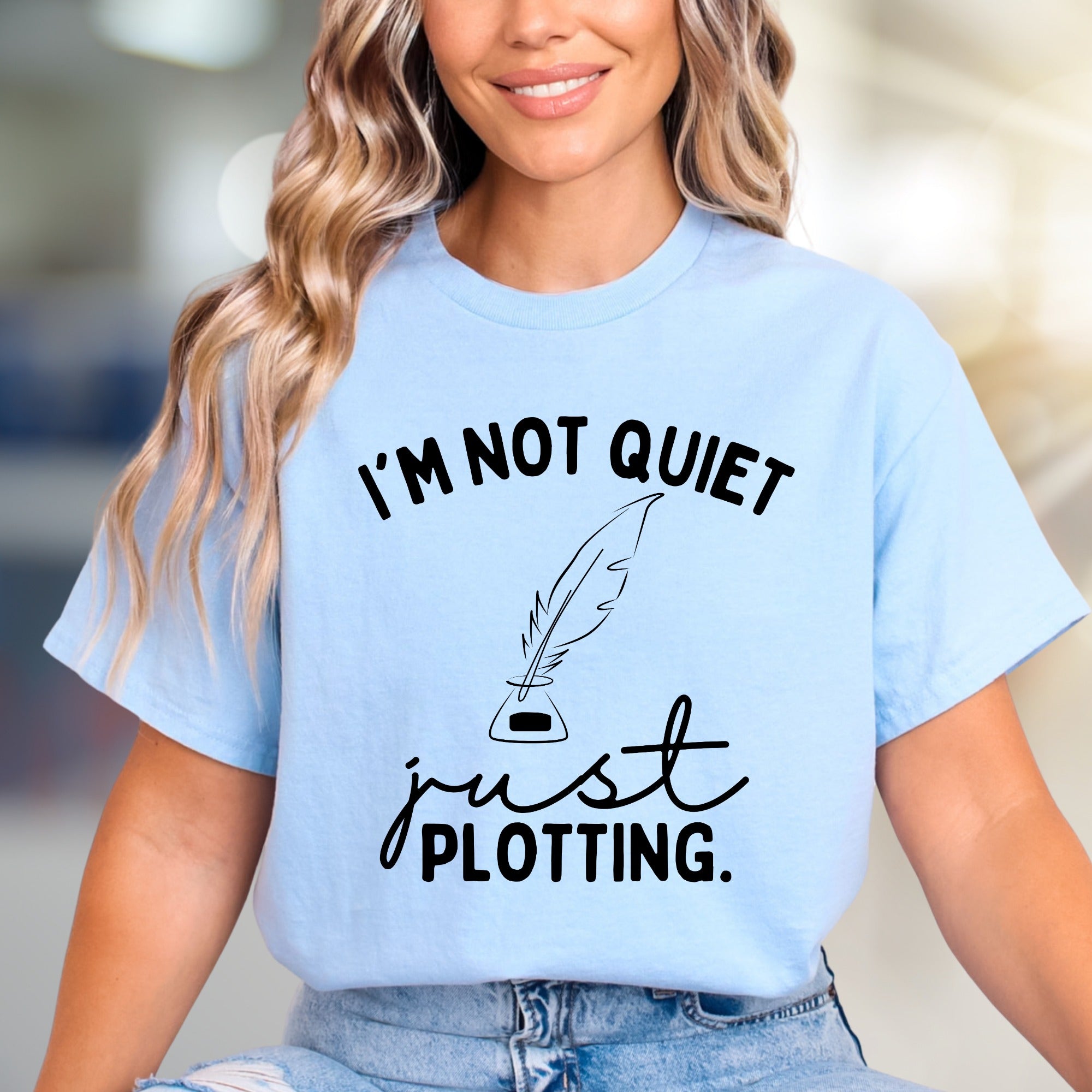 "I'm Not Quiet, Just Plotting." Writer's Graphic Tee, Thoughtful Pick for Creatives