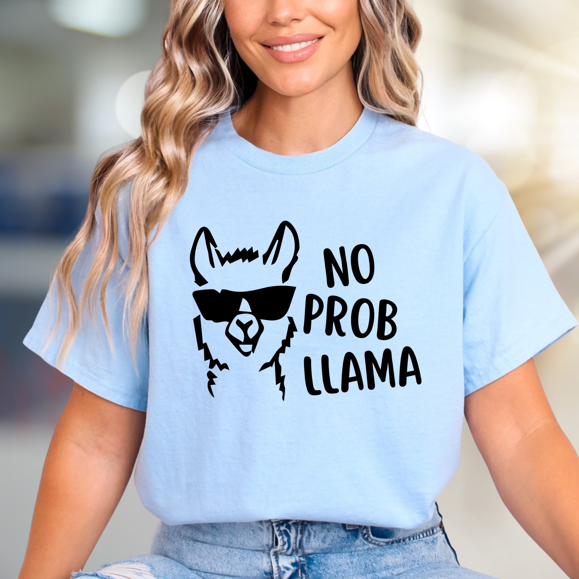"NO PROB LLAMA" Cool Llama Graphic Tee, a Funny Animal Lover's Pick for Everyone