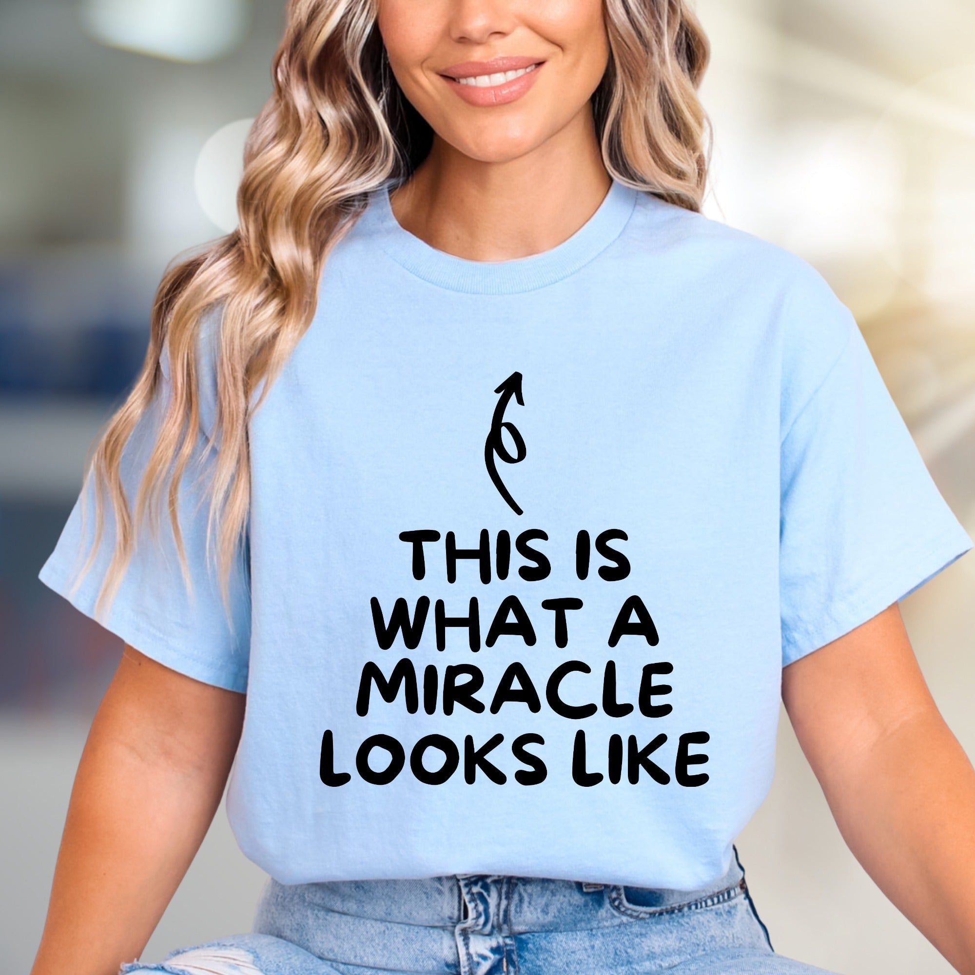 "THIS IS WHAT A MIRACLE LOOKS LIKE" Inspirational Graphic Tee, a Heartfelt Pick for New Parents