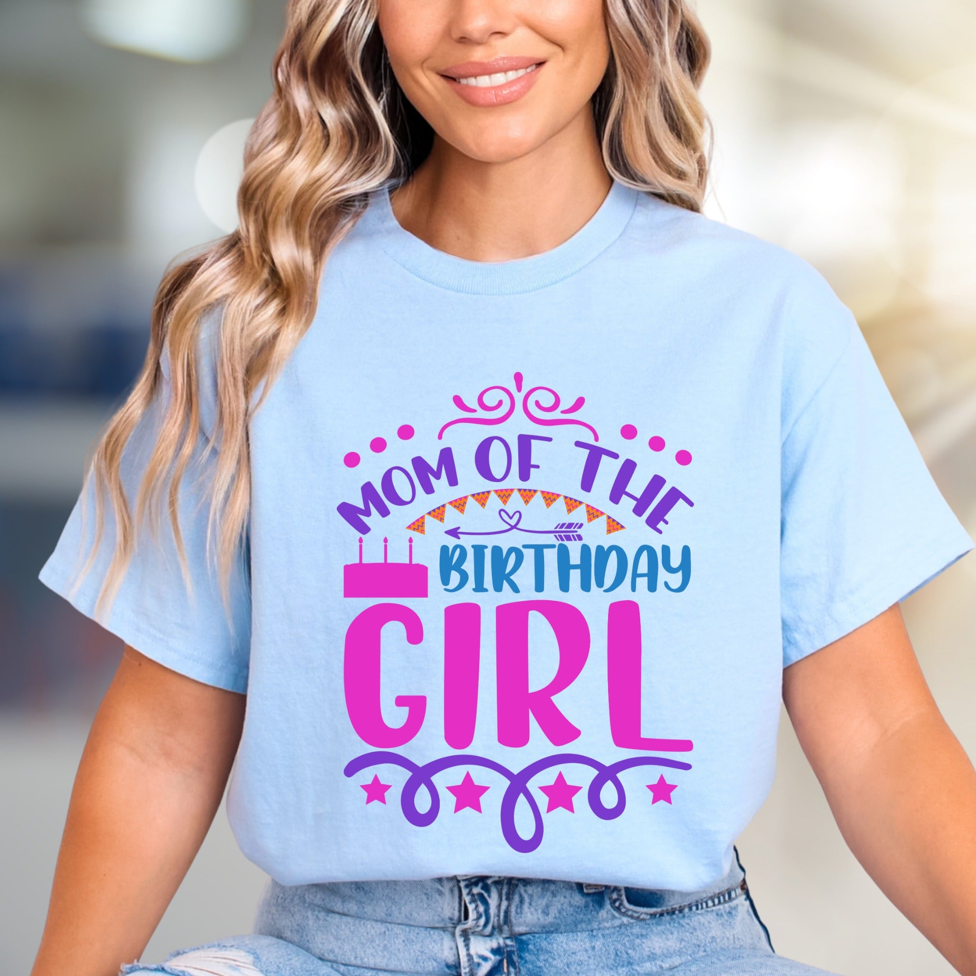 "Mom of The Birthday Girl" Fun Celebration Graphic Tee, a Festive Parent Pick for Her