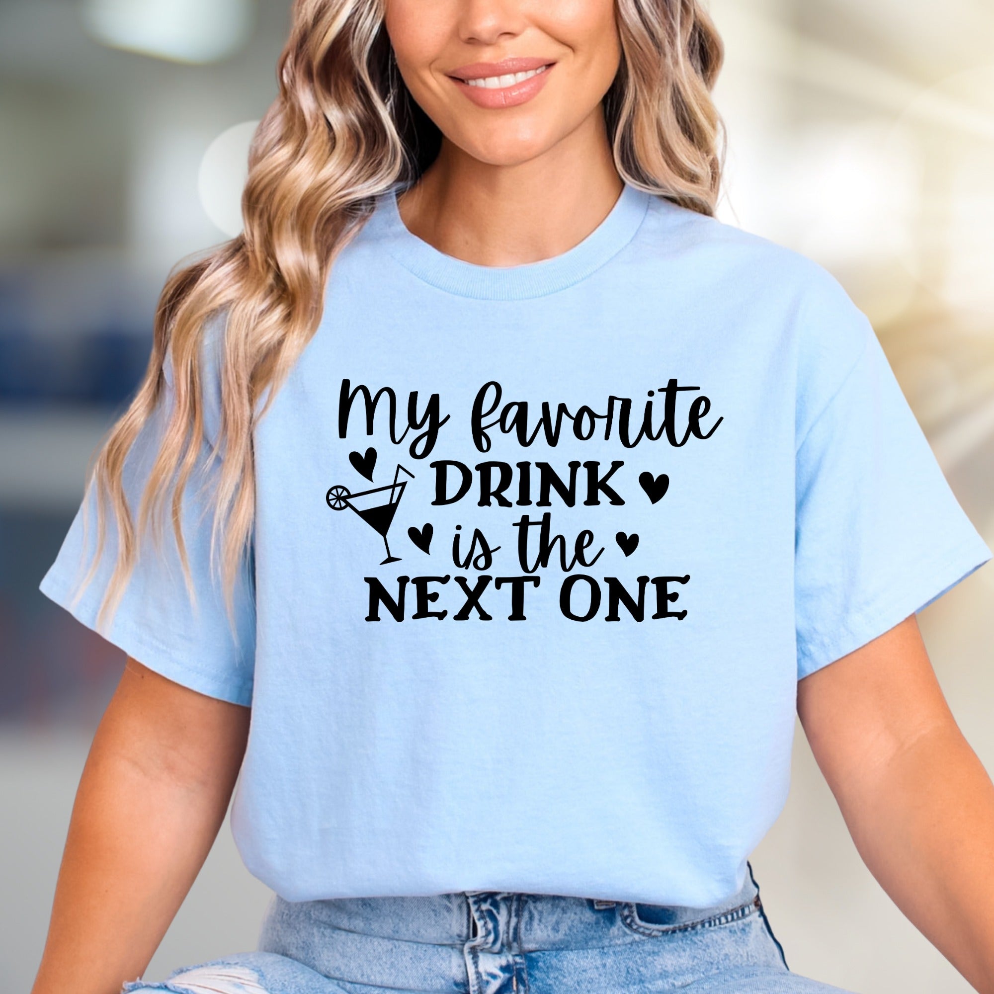 "My Favorite Drink is the Next One" Cocktail Graphic Tee, A Playful Barista Pick for Socialites