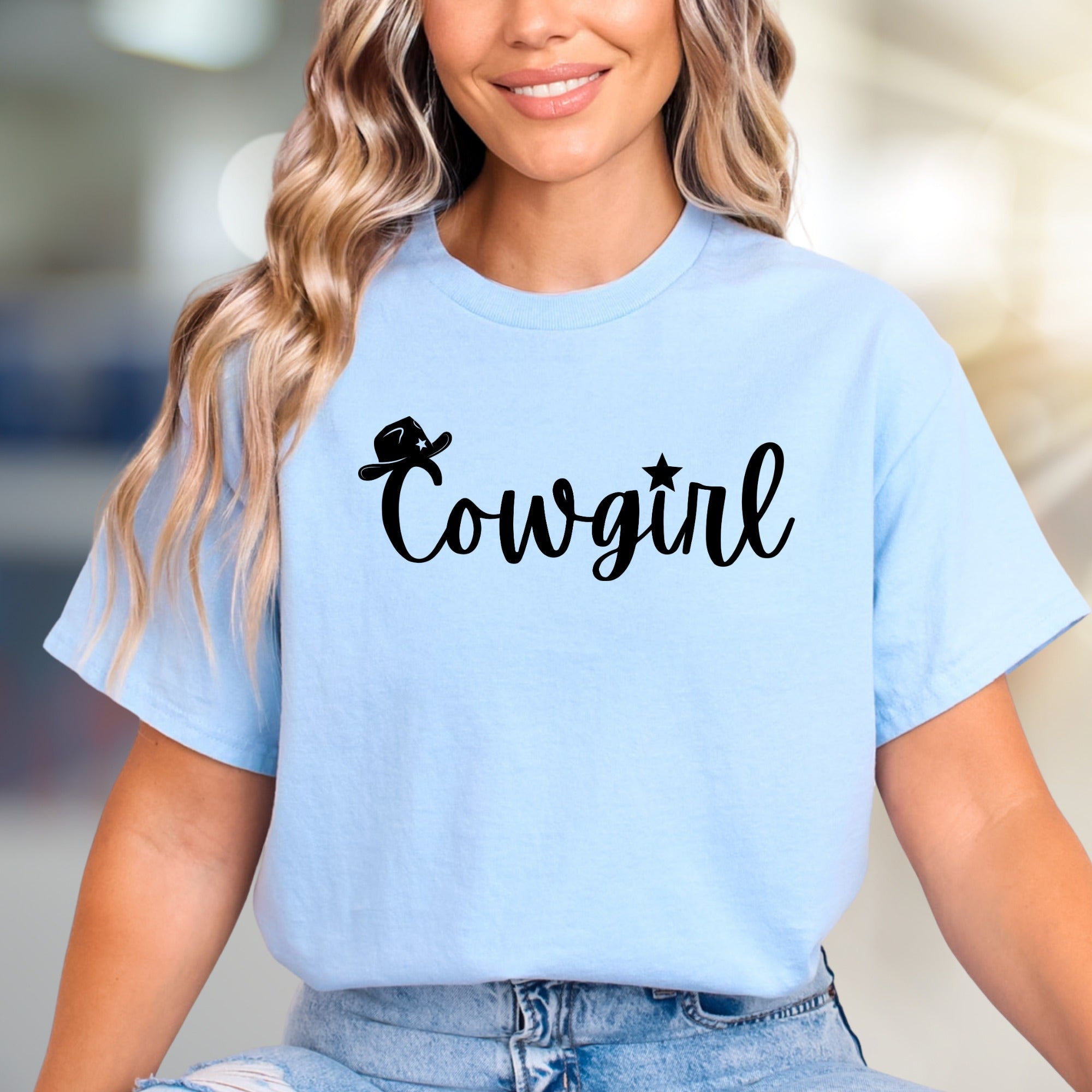 "Cowgirl" Western Script Graphic Tee, a Country Chic Pick for Free Spirits