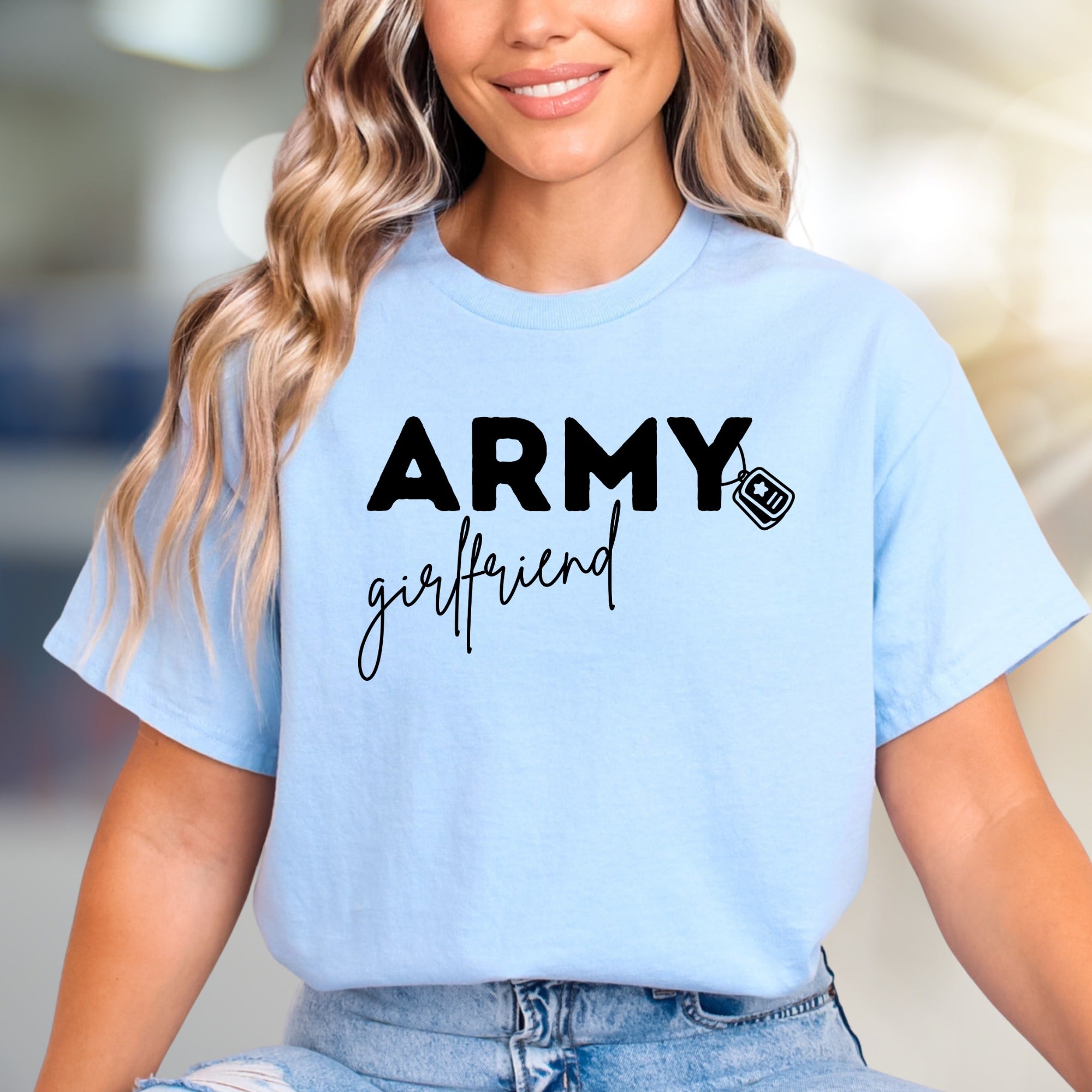 "ARMY girlfriend" Military Love Graphic Tee, a Supportive Style for Partners