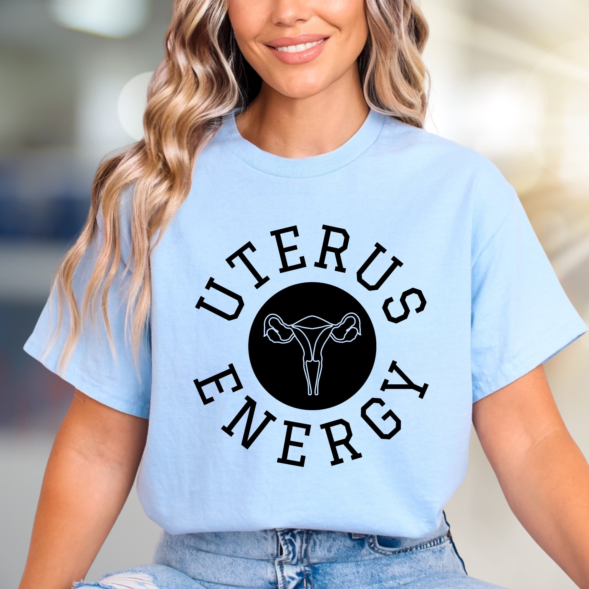 "UTERUS ENERGY" Feminist Statement Graphic Tee, a Bold Pick for Activists