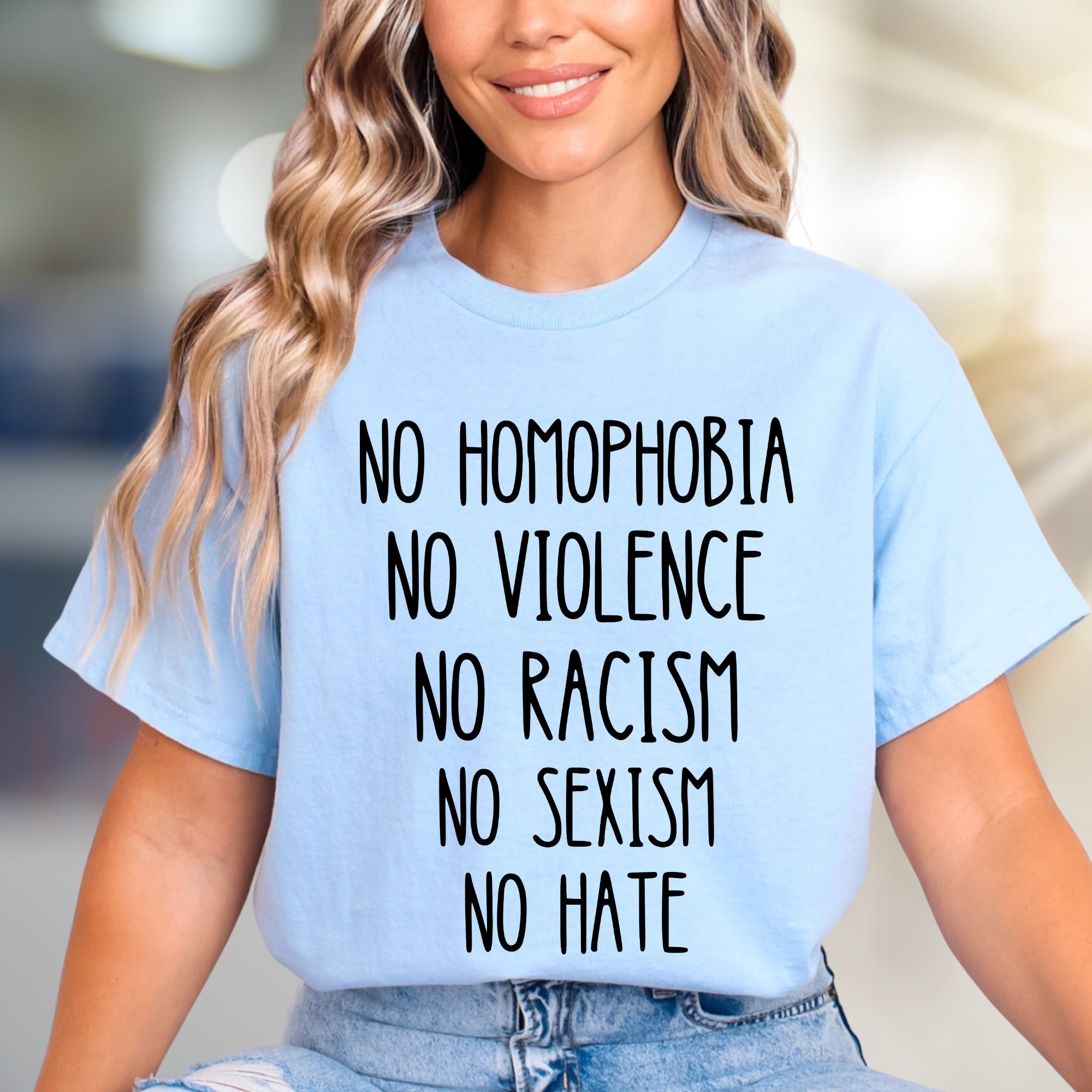 "NO HOMOPHOBIA NO VIOLENCE" Statement Graphic Tee, a Compassionate Pick for Advocates