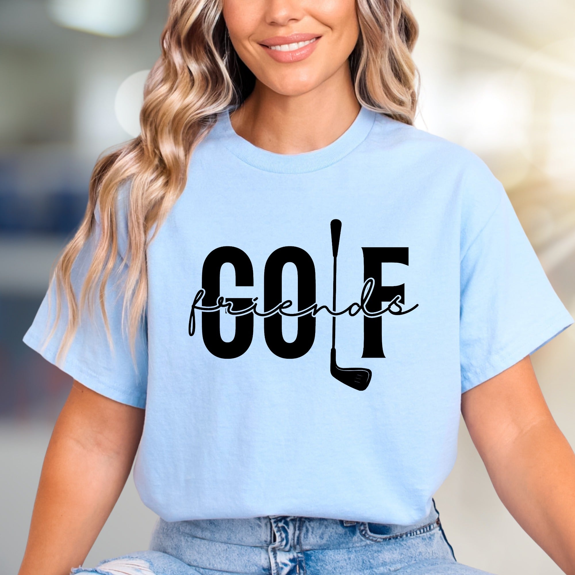 "GOLF friends" Collegiate Graphic Tee, a Sporty Pick for Golf Enthusiasts