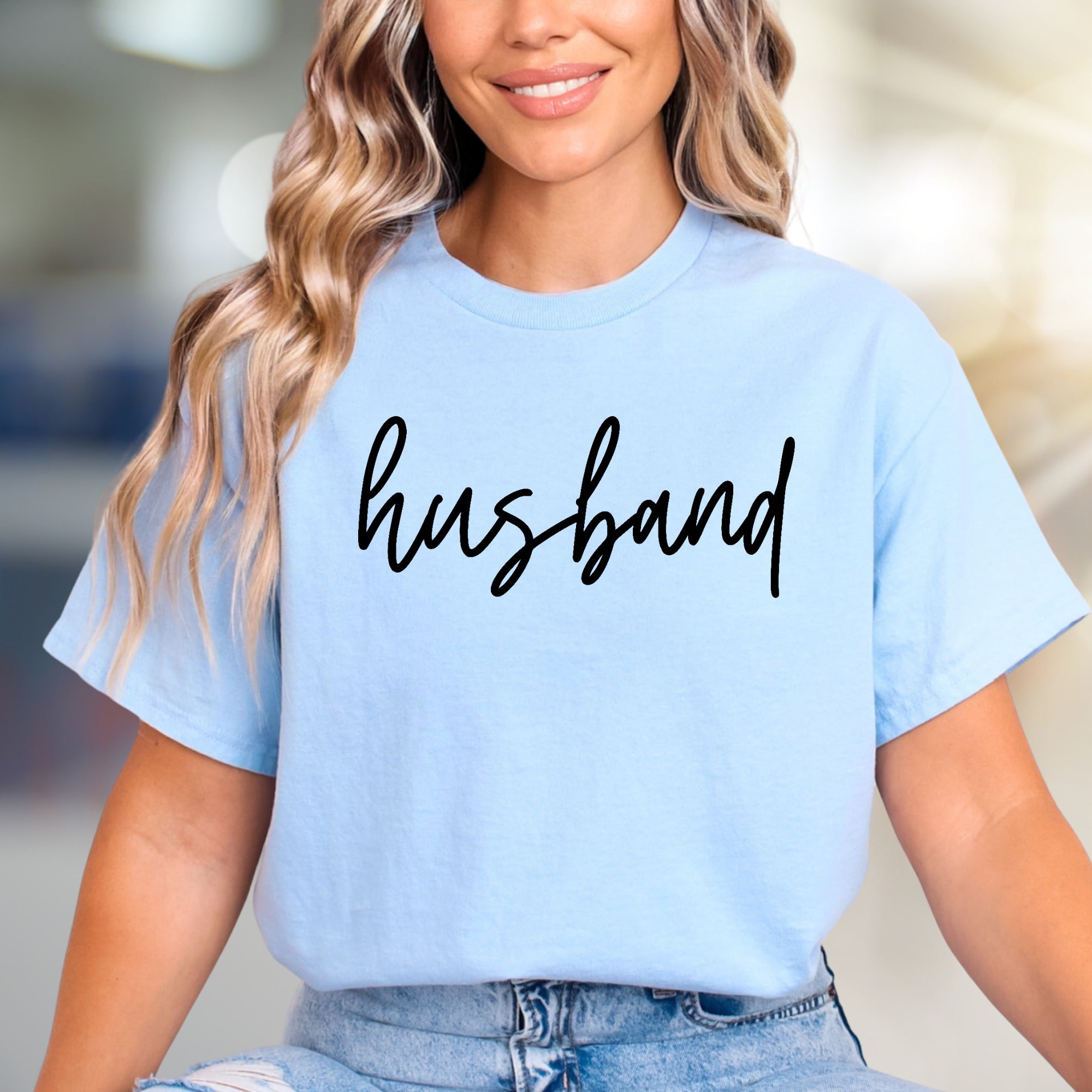 "Husband" Script Graphic Tee, A Romantic Statement Gift for Partners