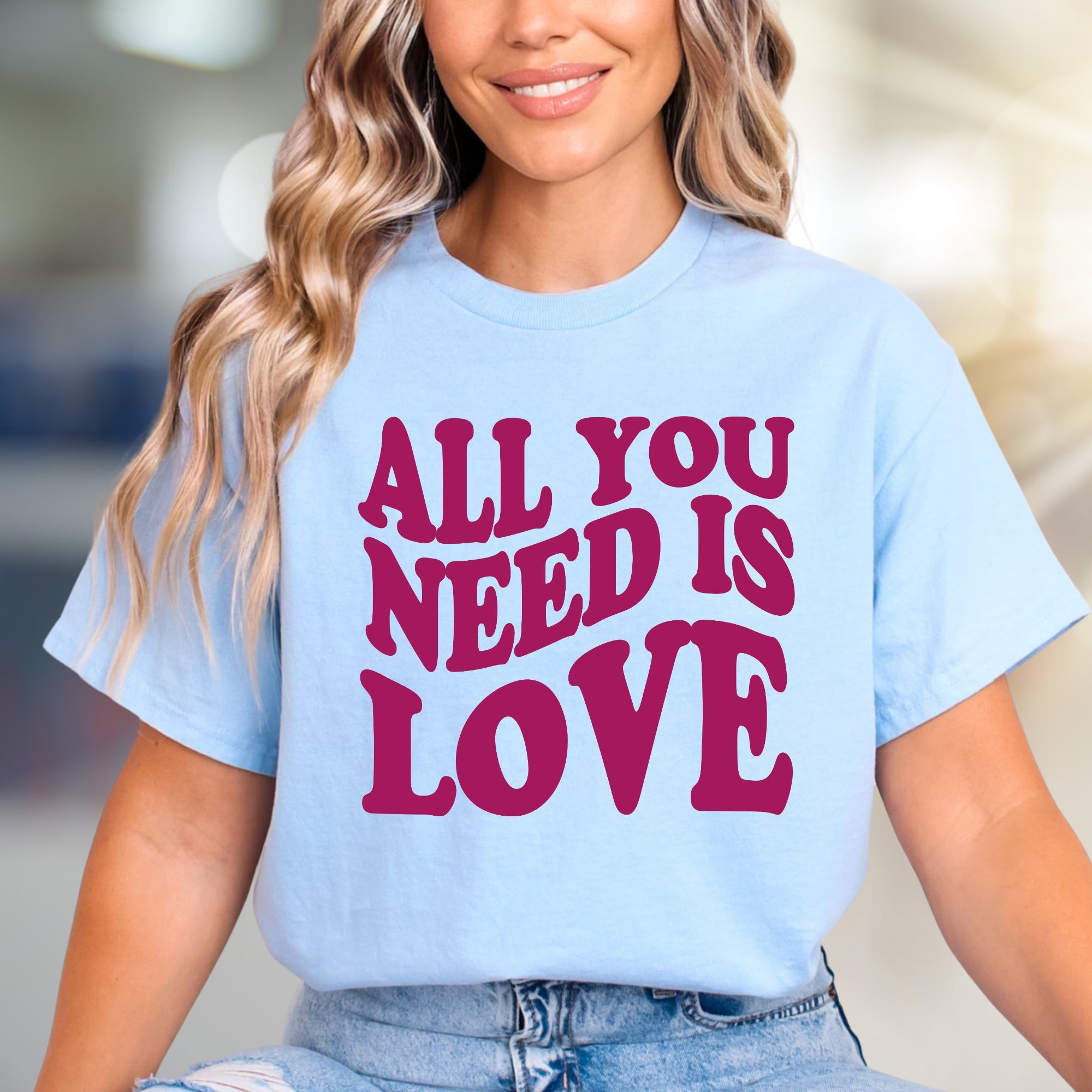 "ALL YOU NEED IS LOVE" Retro Graphic Tee, a Groovy Pick for Peace-Lovers