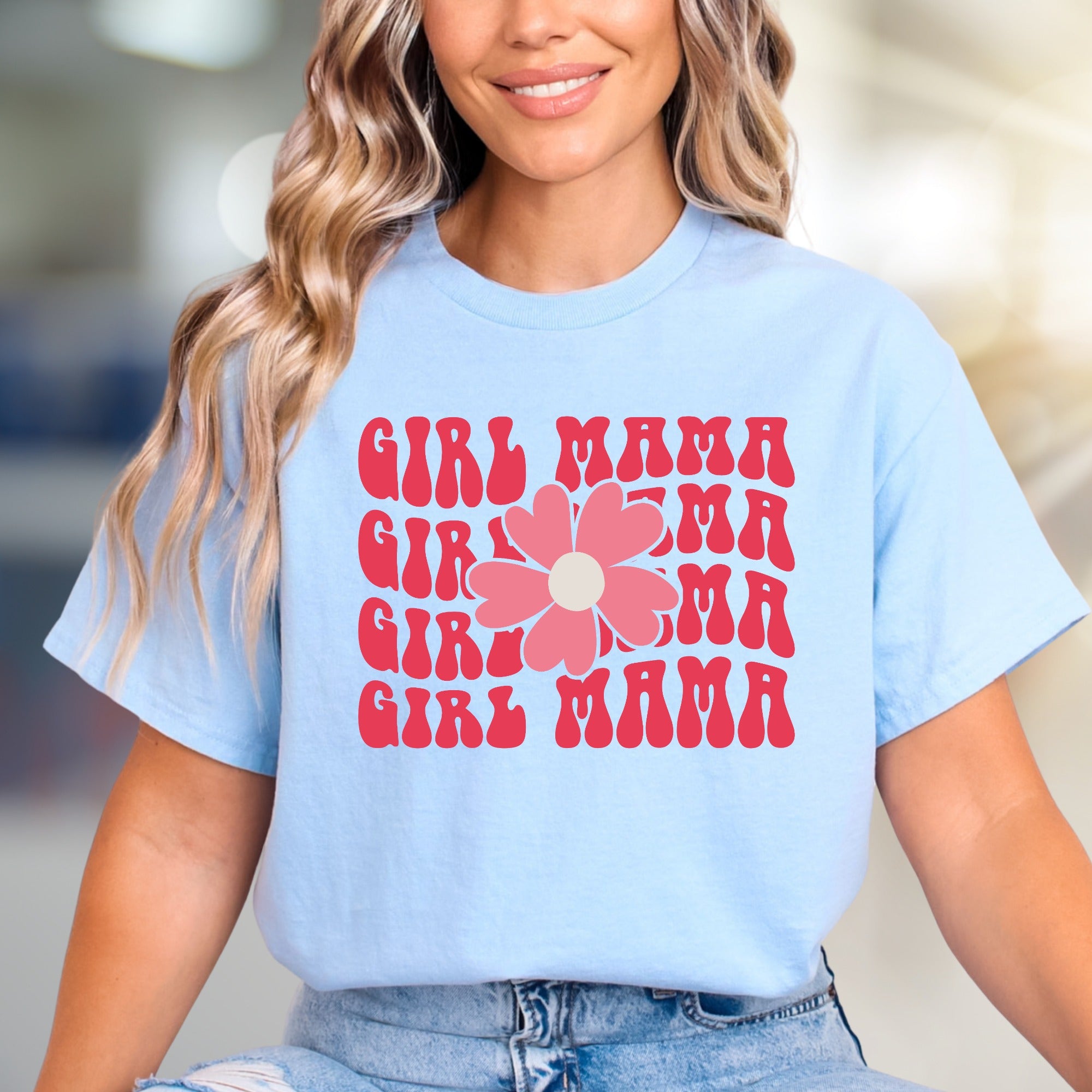 "Girl Mama" Retro Bloom Graphic Tee, a Bohemian Pick for Mothers
