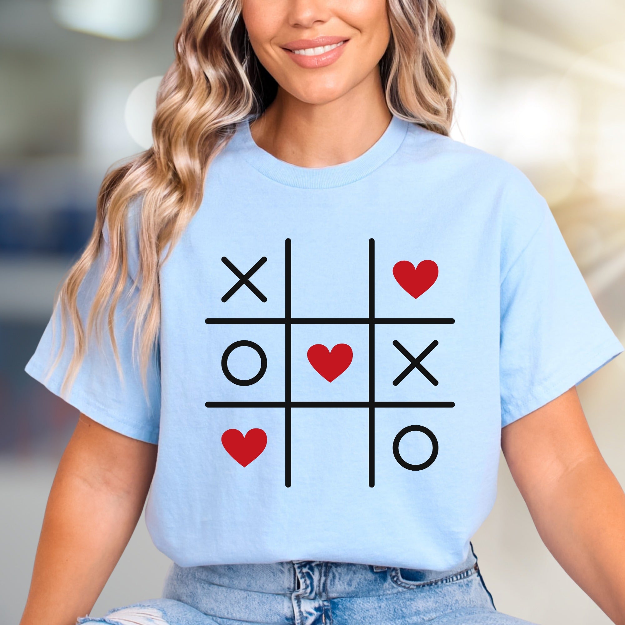 Tic Tac Toe Hearts Game Graphic Tee, A Playful Pick for Romantics