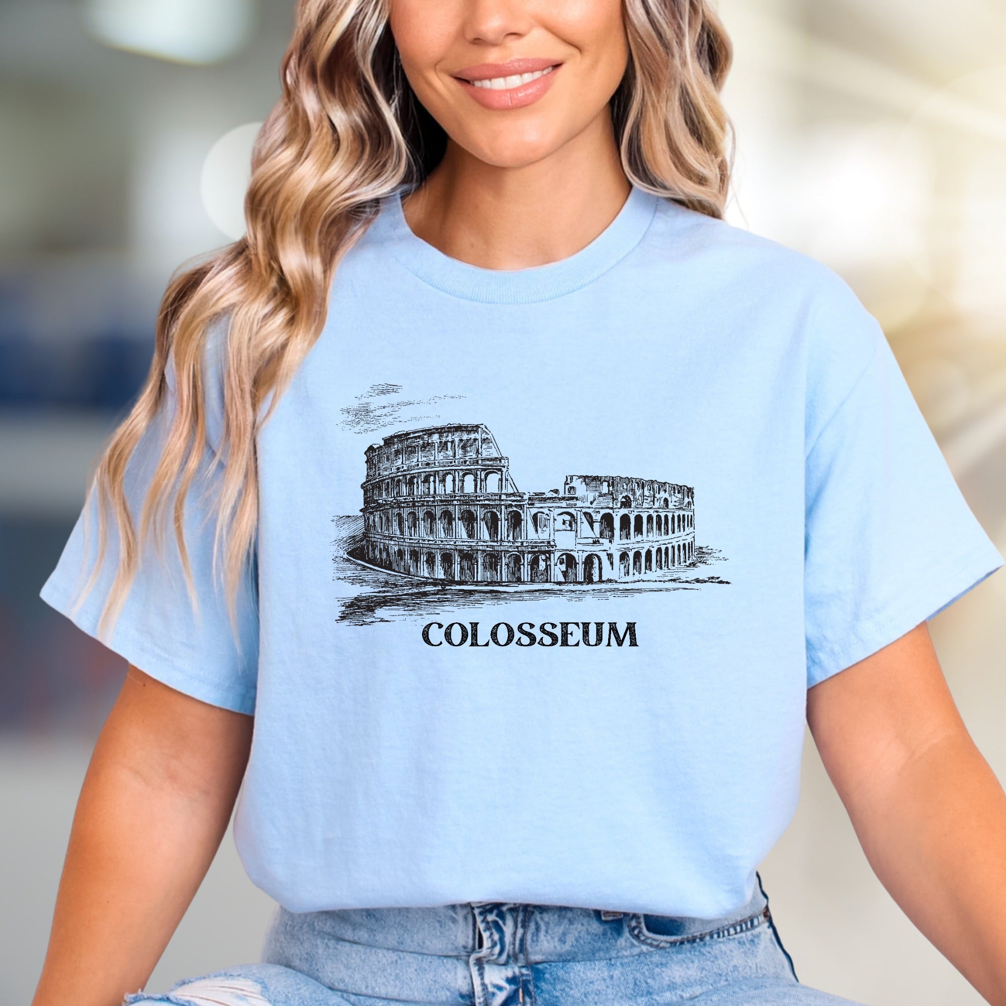 "COLOSSEUM" Roman Landmark Graphic Tee, a Travel Souvenir Pick for History Buffs