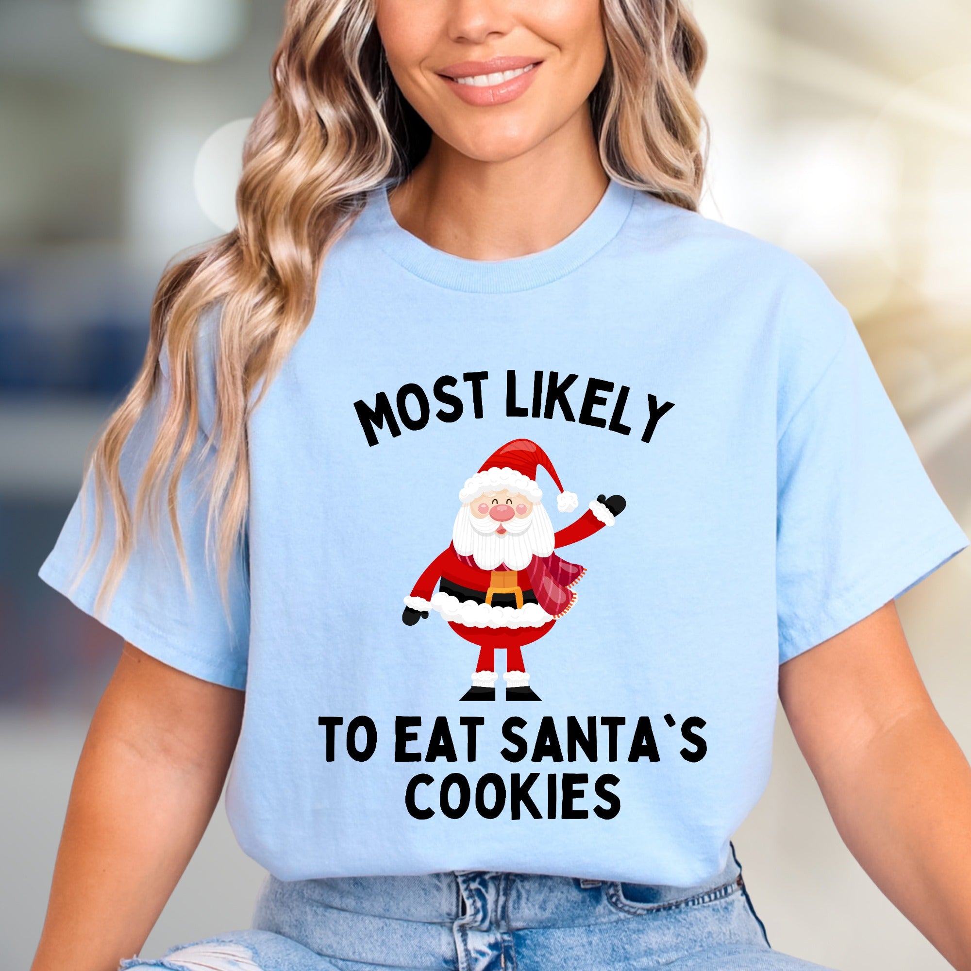 "Most Likely To Eat Santa's Cookies" Holiday Graphic Tee, A Festive Christmas Pick for Cookie Lovers