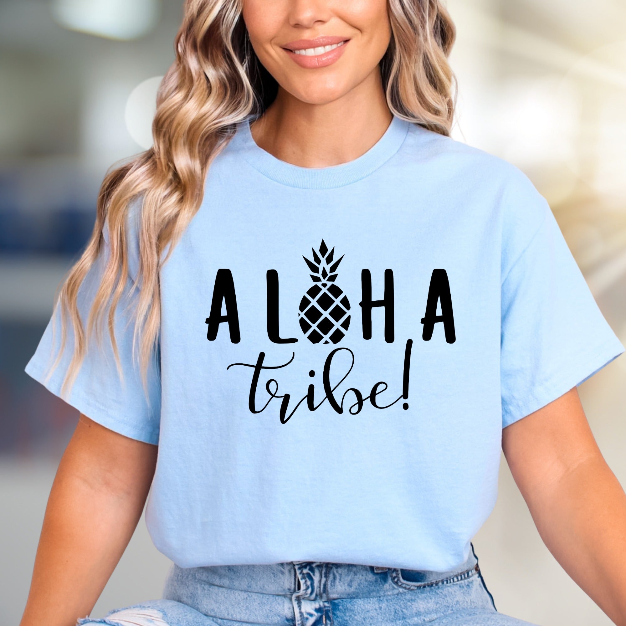 "ALOHA Tribe!" Hawaiian Pineapple Graphic Tee, a Tropical Journey for Island Souls
