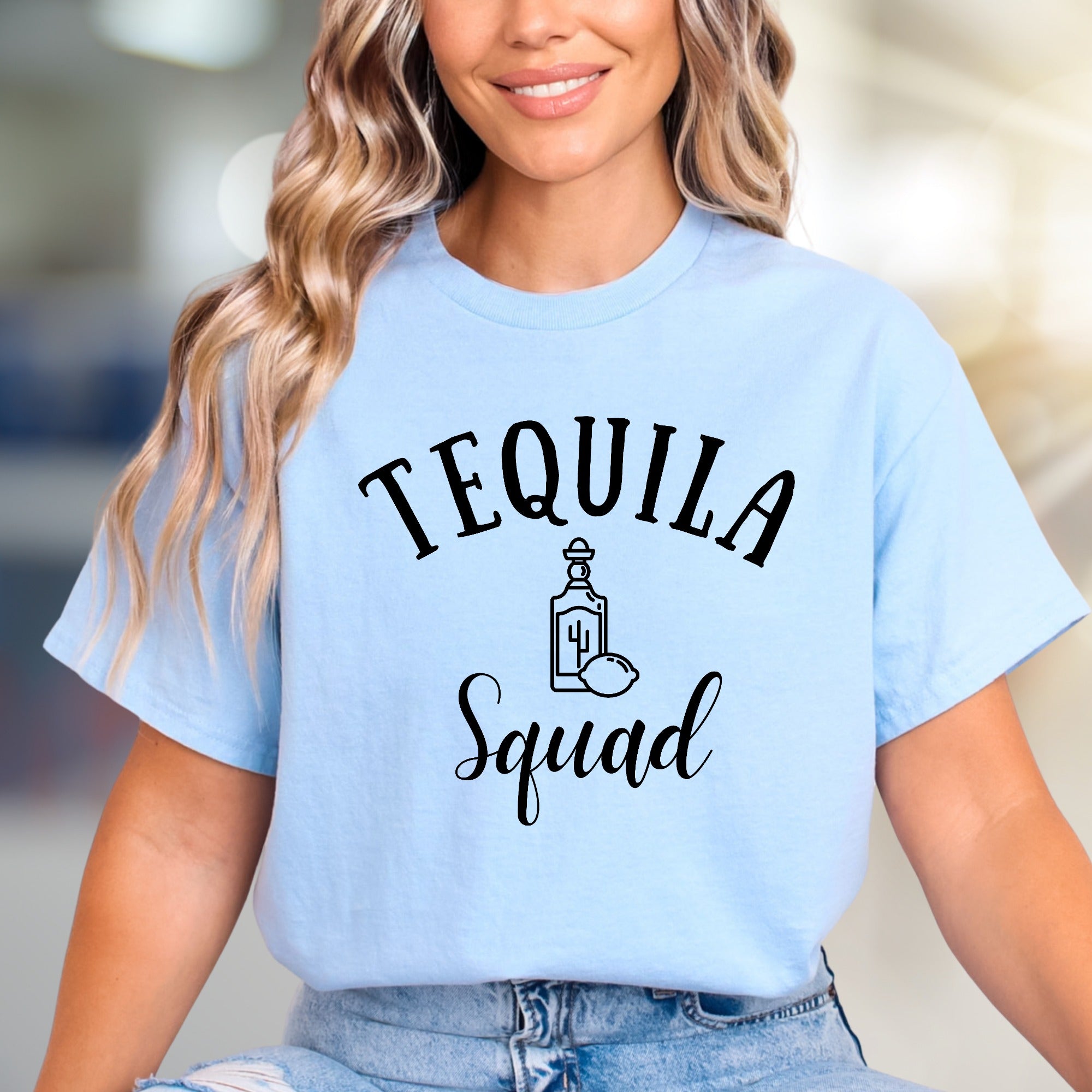 "Tequila Squad" Fun Enthusiast Graphic Tee, A Party-Ready Pick for Social Souls