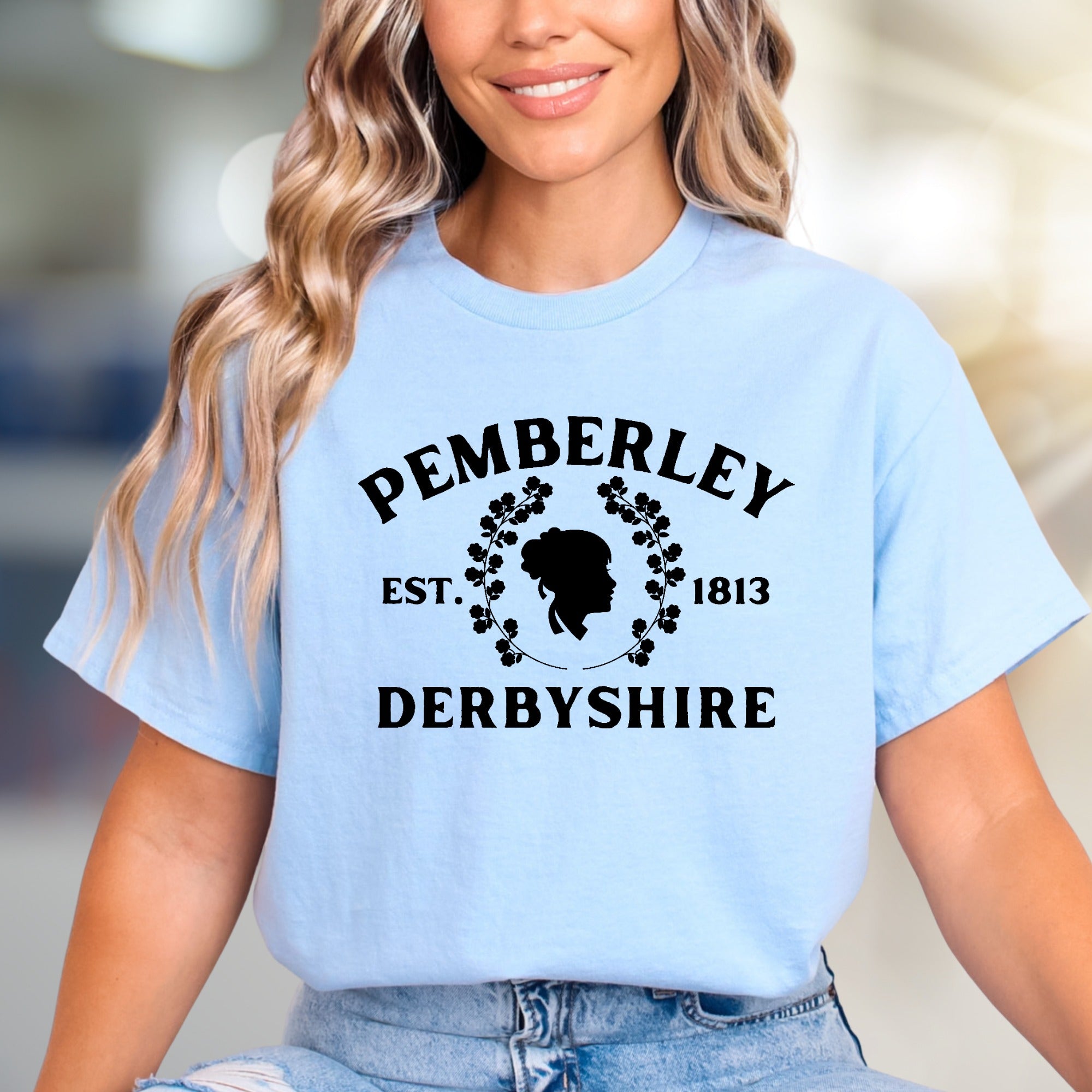 "PEMBERLEY DERBYSHIRE" Classic Literature Graphic Tee, a Regencycore Pick for Book Lovers