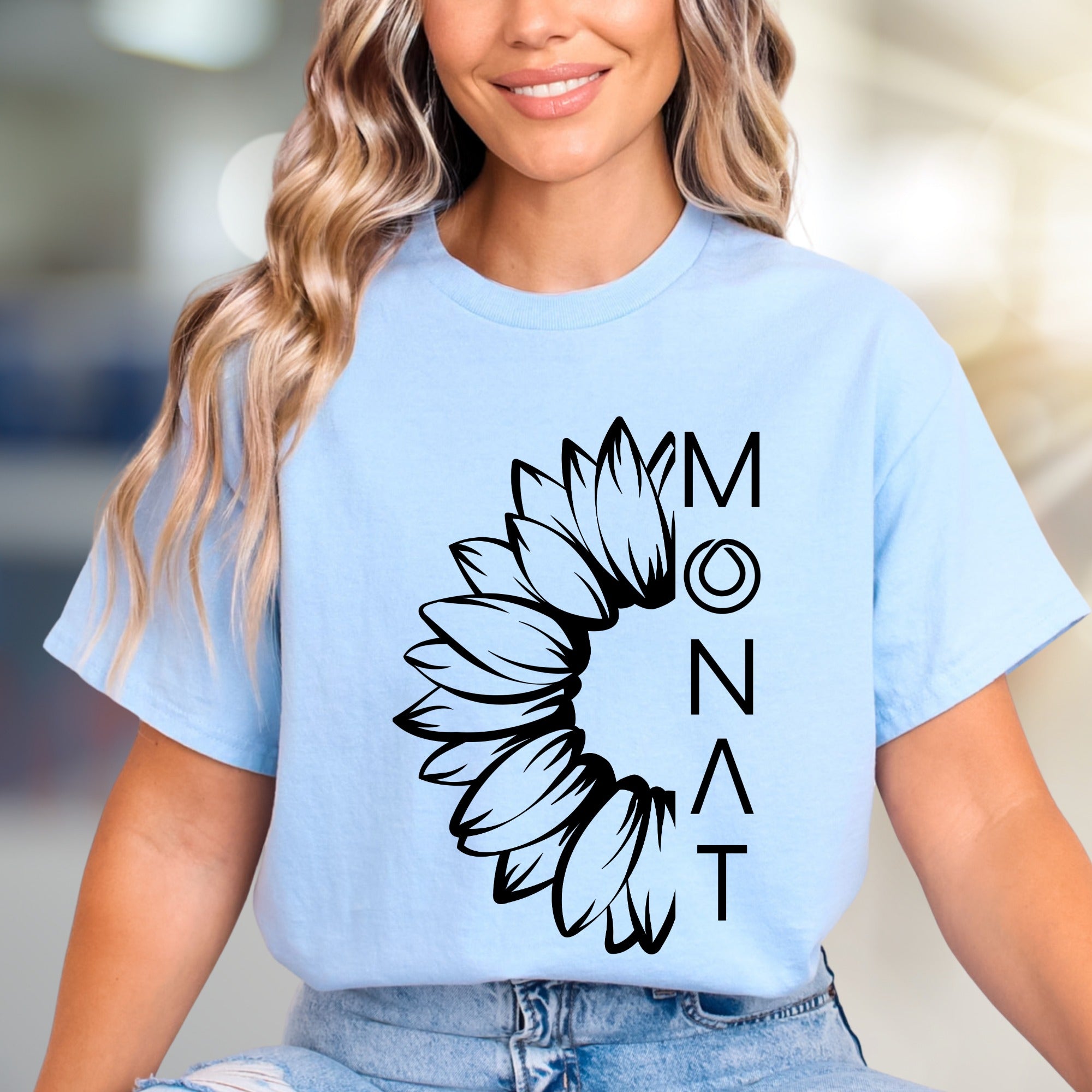 MONAT Sunflower Graphic Tee, A Botanical Statement T-Shirt for Wellness Advocates