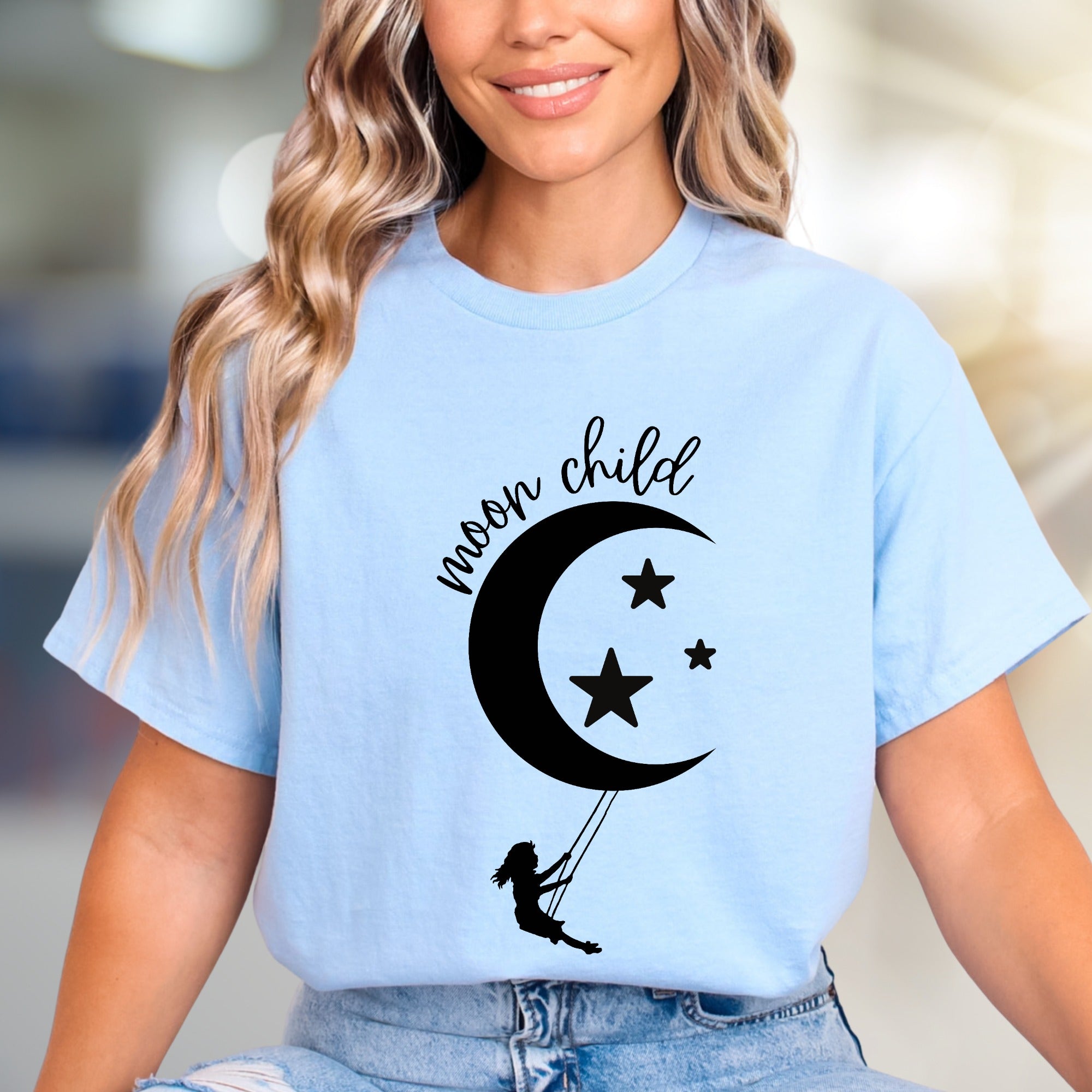 "Moon Child" Celestial Graphic Tee, a Dreamy Pick for Stargazers