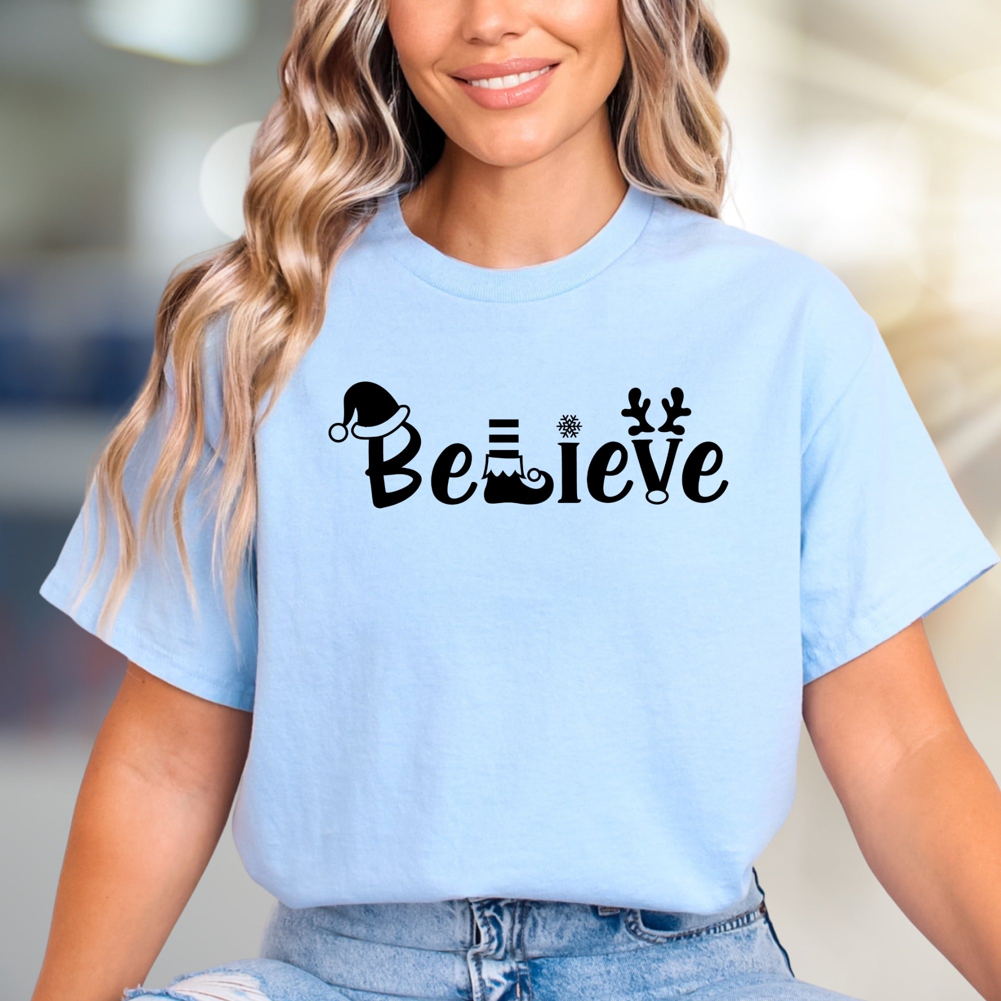 "Believe" Christmas Graphic Tee, a Festive Holiday Pick for Enthusiasts