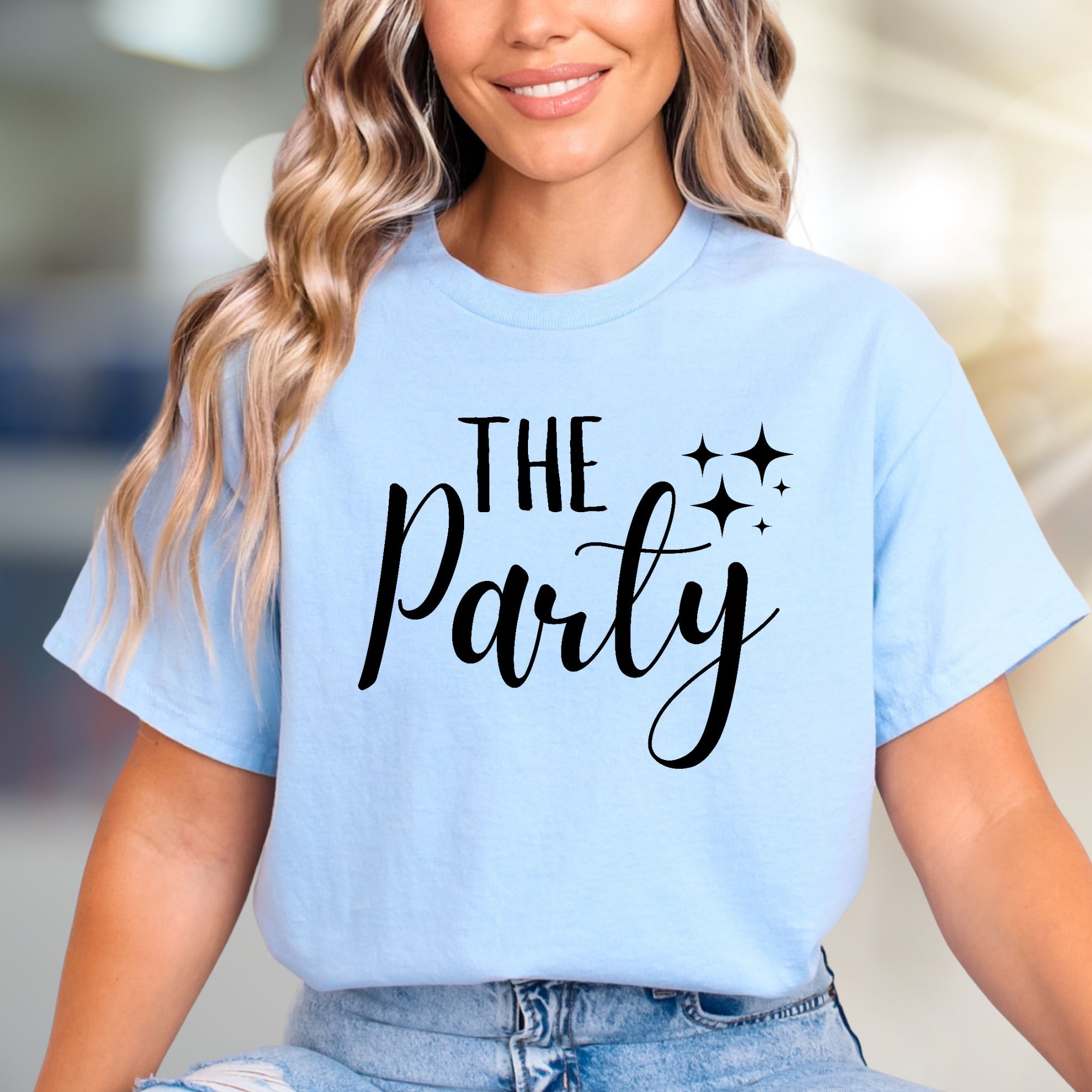 "THE Party" Sparkle Graphic Tee, a Celebration Lifestyle Pick for Social Butterflies