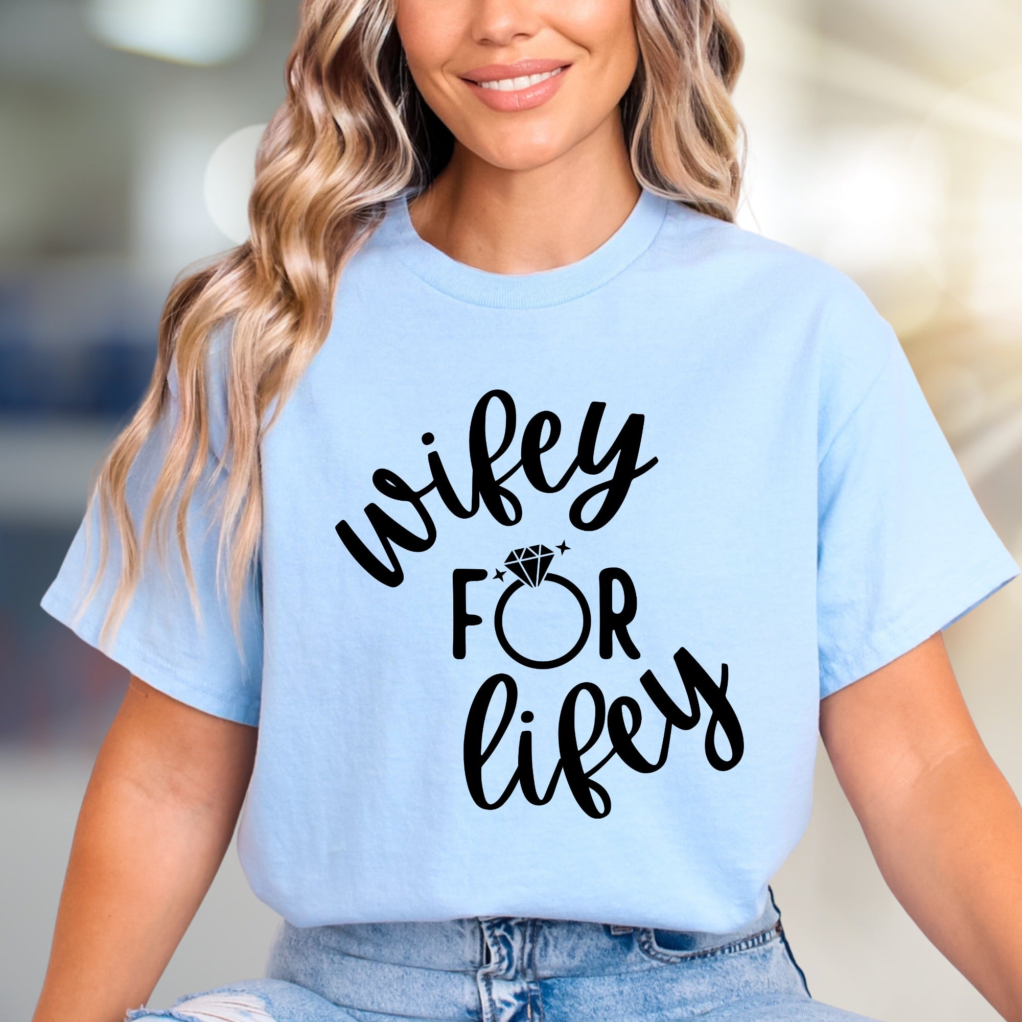 "Wifey For Lifey" Engagement Ring Graphic Tee, a Bridal Shower Pick for Future Wives