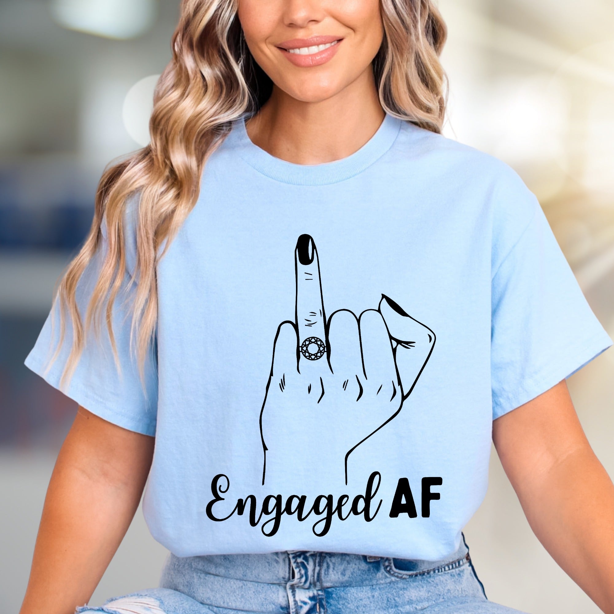 "Engaged AF" Funny Engagement Graphic Tee, a Celebration Pick for Brides-to-Be
