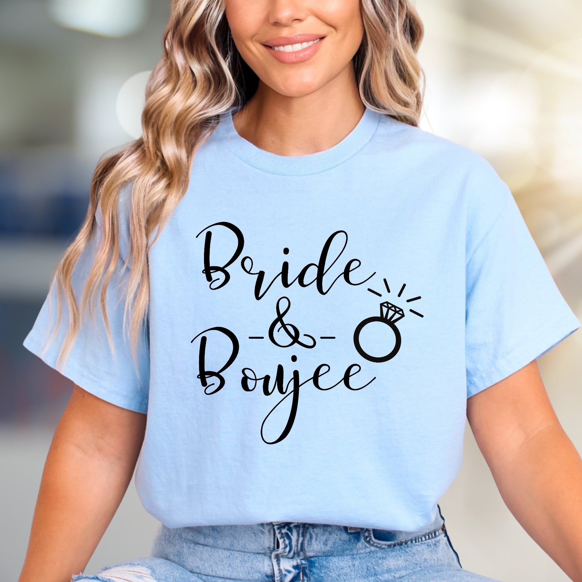 "Bride & Boujee" Wedding Ring Graphic Tee, a Bachelorette Party Pick for Future Wives