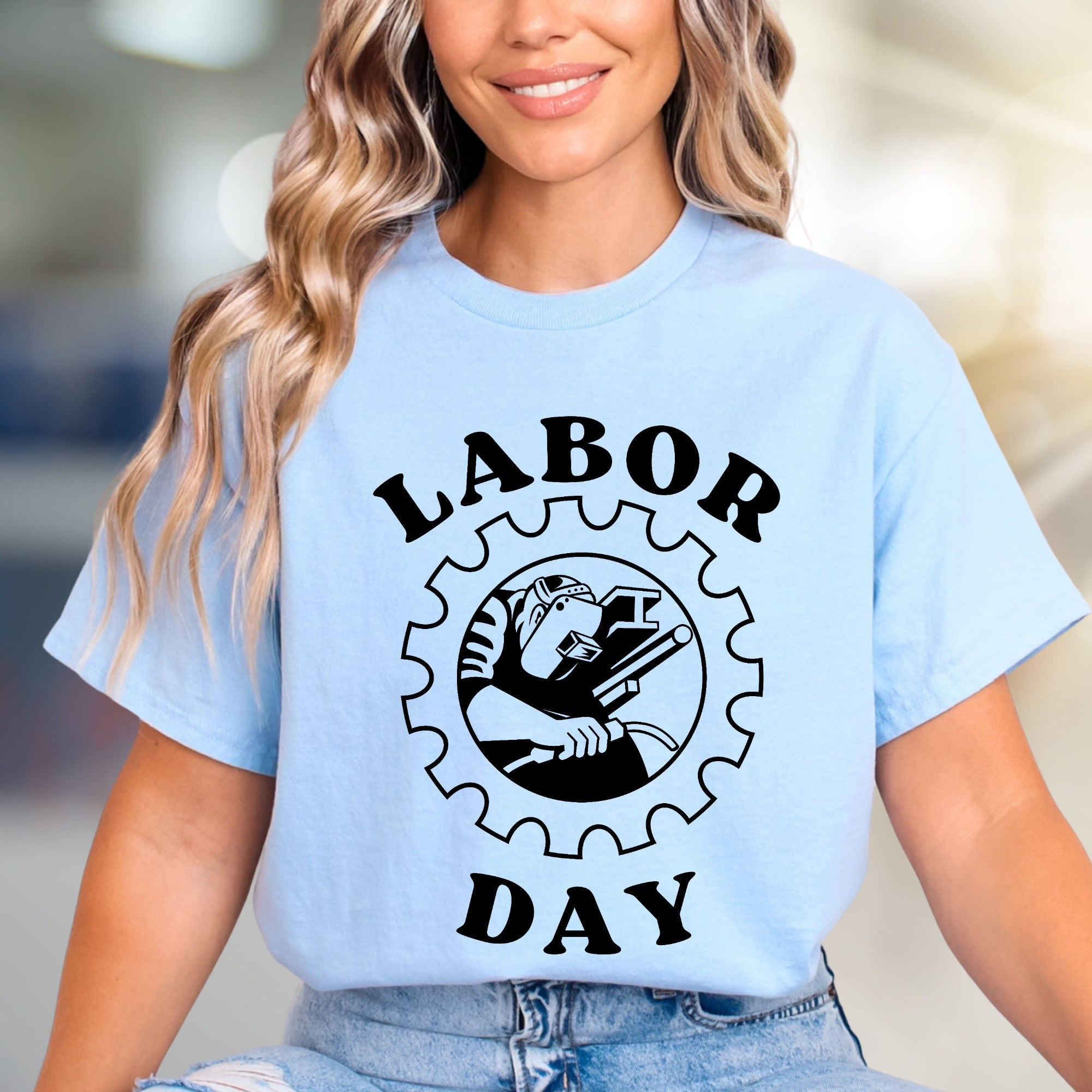 "LABOR DAY" Industrial Gear Graphic Tee, a Worker's Pride Pick for Everyone