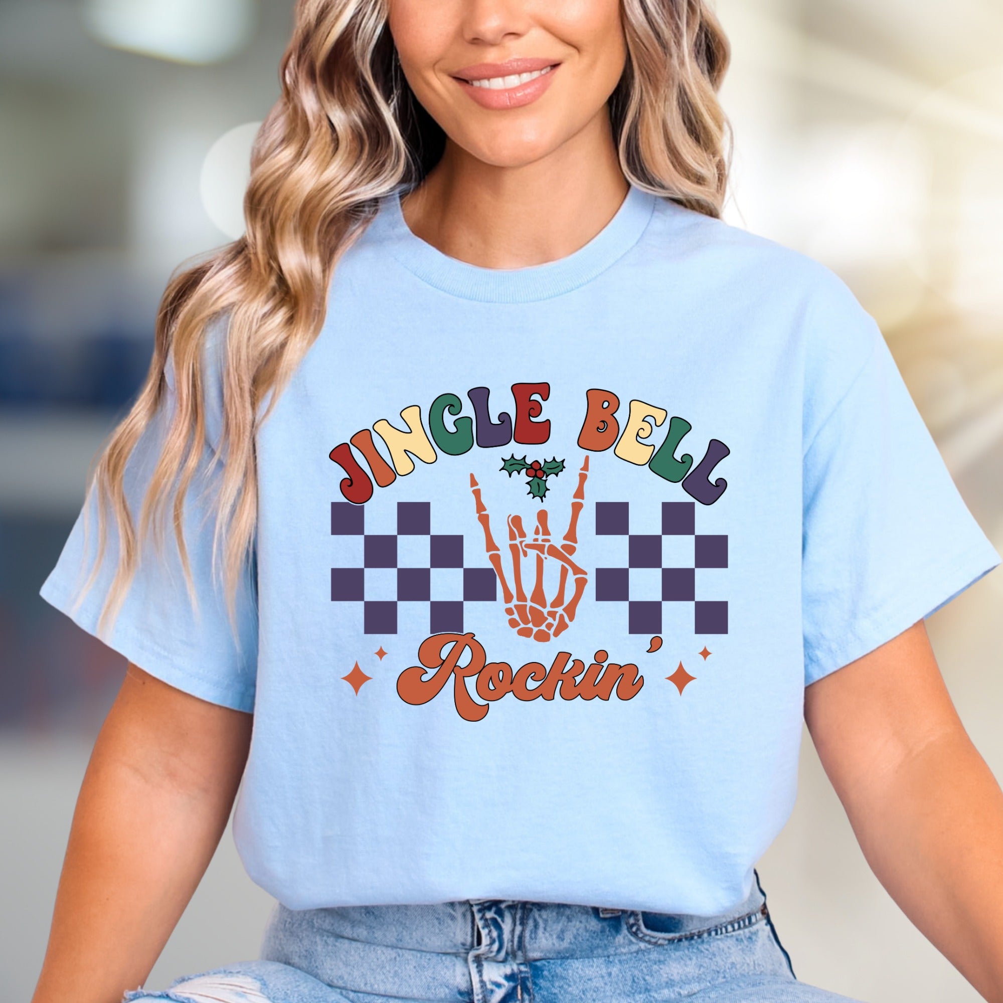 "Jingle Bell Rockin'" Retro Christmas Graphic Tee, a Festive Vibe for Holiday Lovers