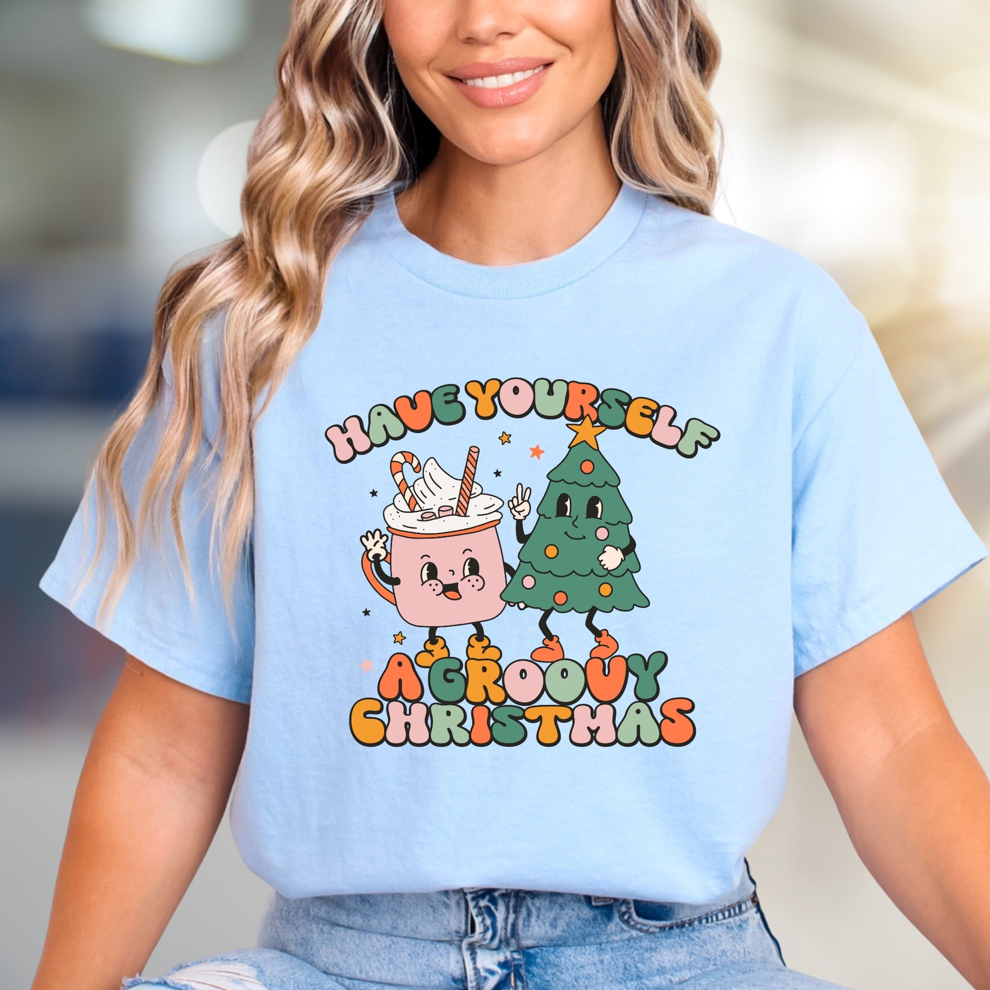 "Have Yourself a Groovy Christmas" Retro Holiday Graphic Tee, a Funky Festive Pick for Everyone
