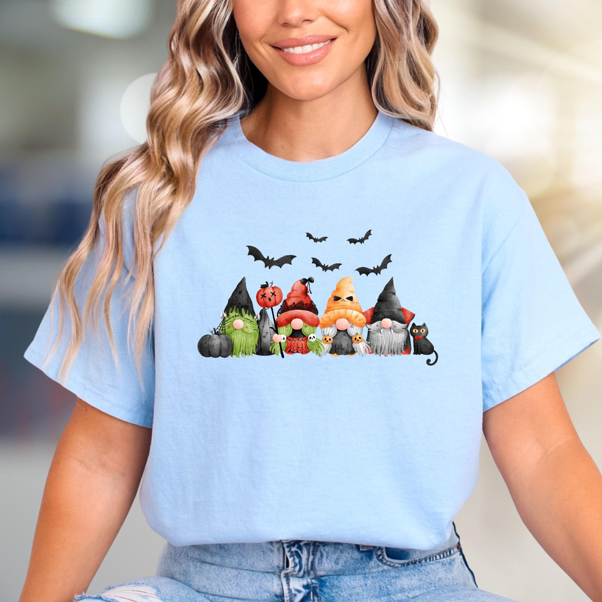 Spooky Squad Gnome Halloween Graphic Tee, A Festive Fall Pick for Everyone