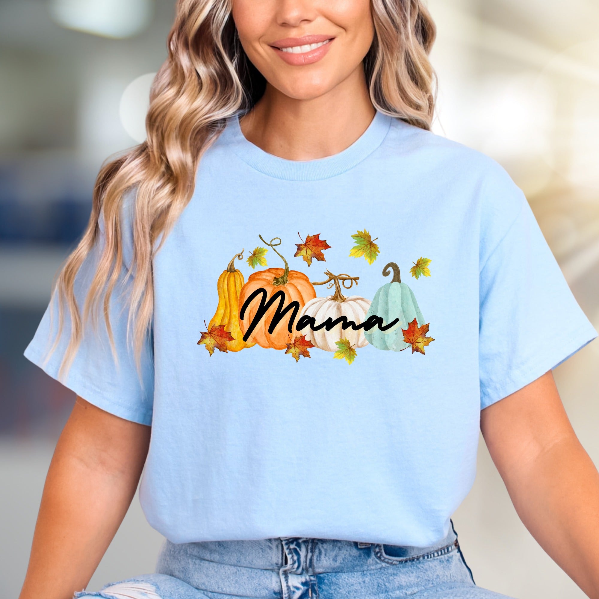 "Mama" Autumn Pumpkin Patch Graphic Tee, a Cozy Fall Pick for Moms