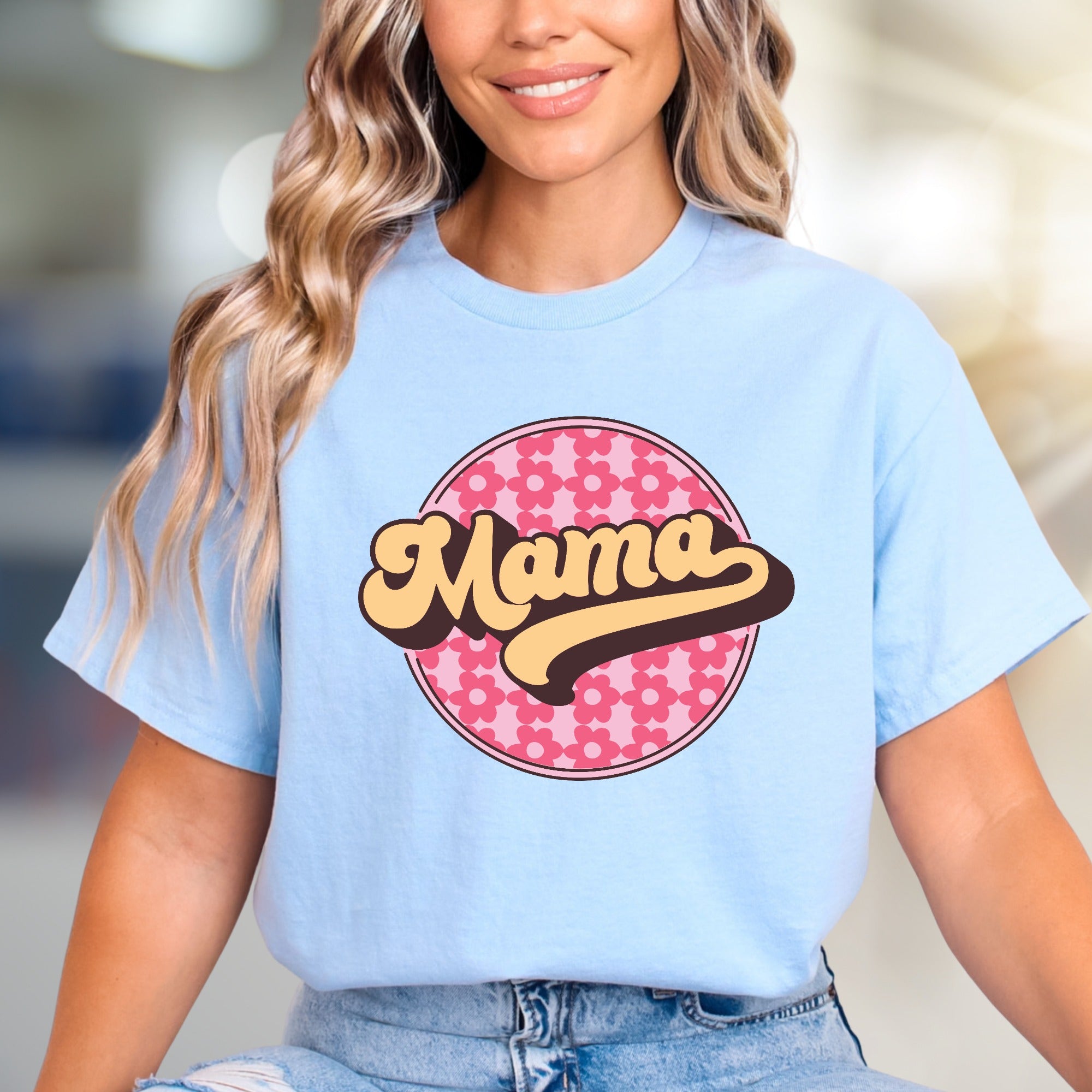 "Mama" Retro Floral Graphic Tee, a Groovy Style Pick for Everyday Moms