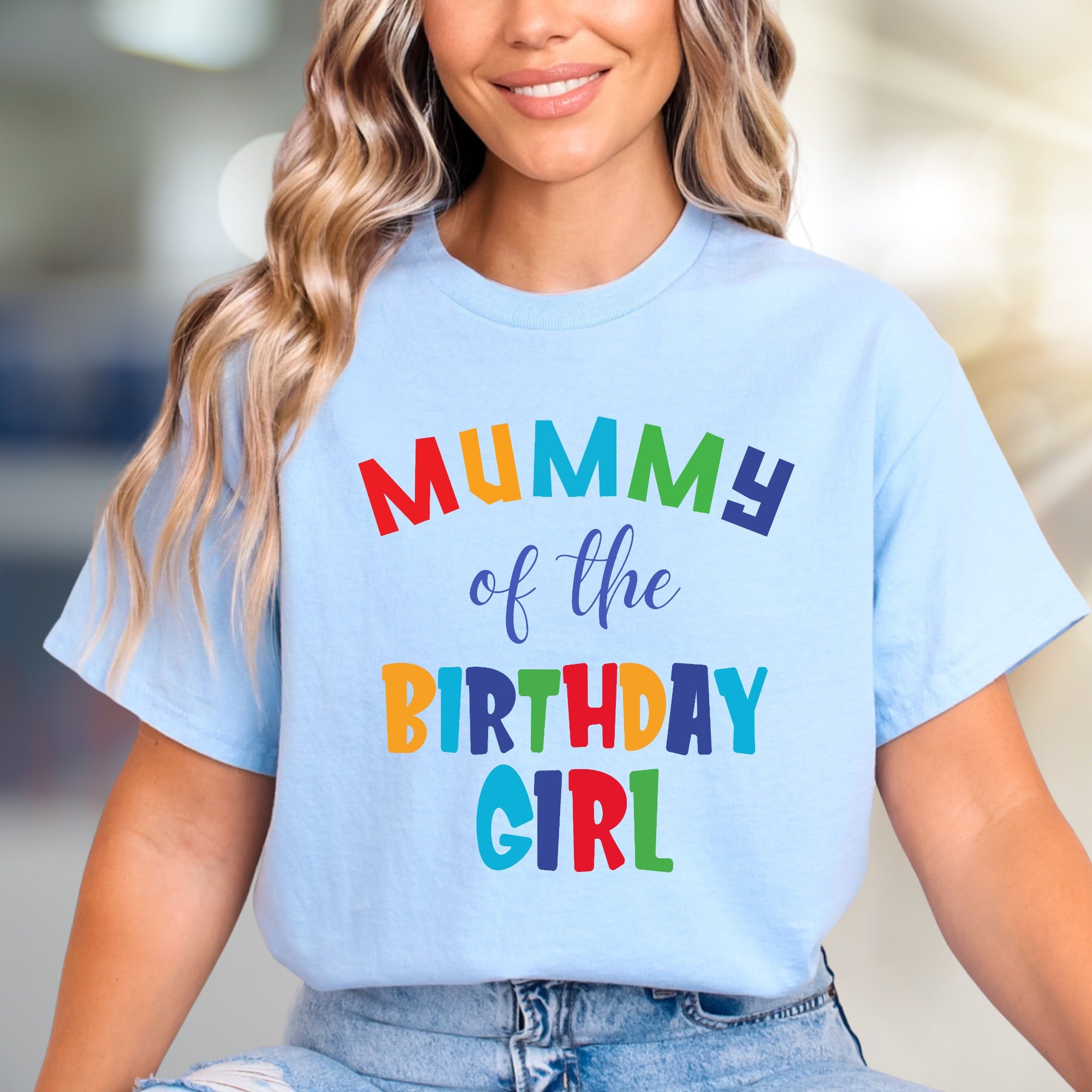 "Mummy of the Birthday Girl" Colorful Fun Graphic Tee, a Celebration Pick